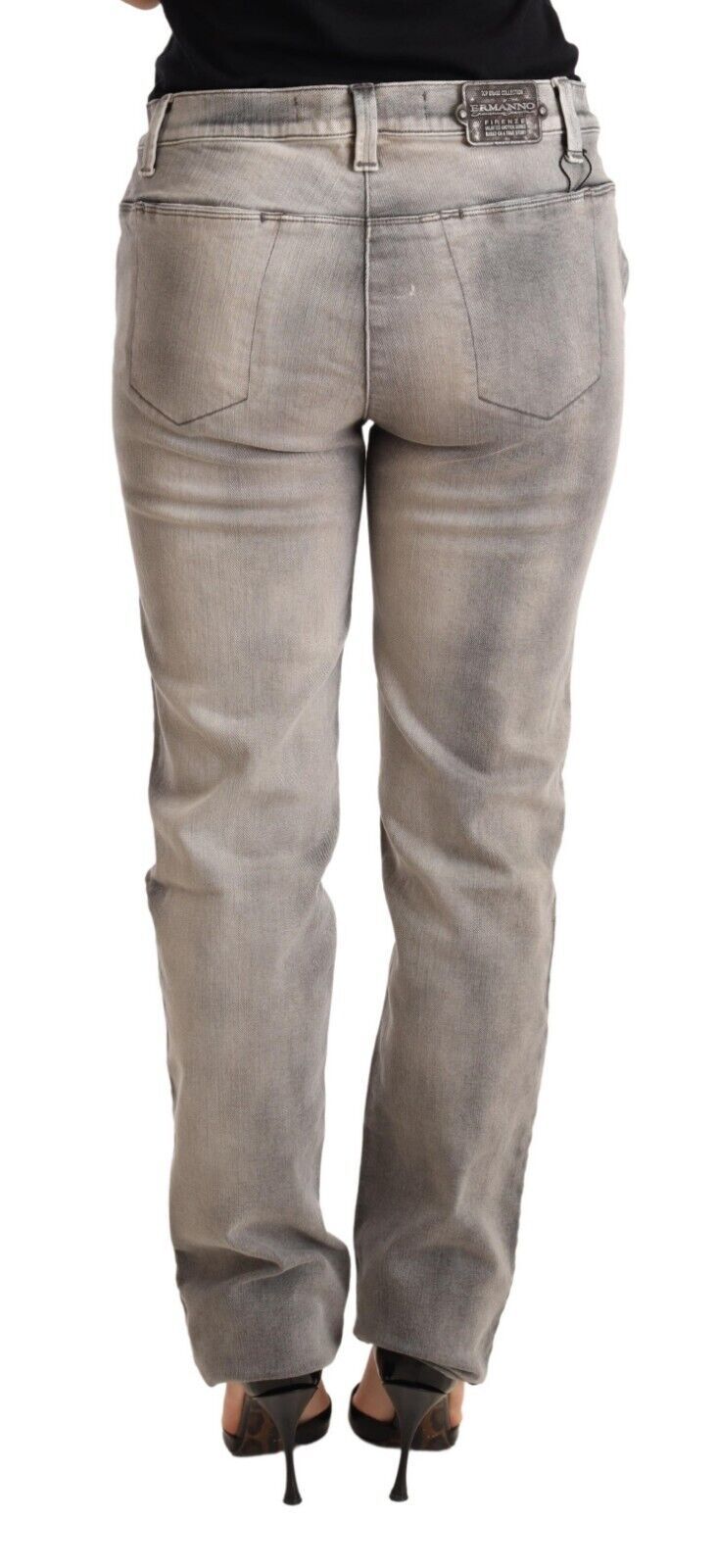 Ermanno Scervino Schicke, grau verwaschene Skinny Jeans mit niedriger Taille