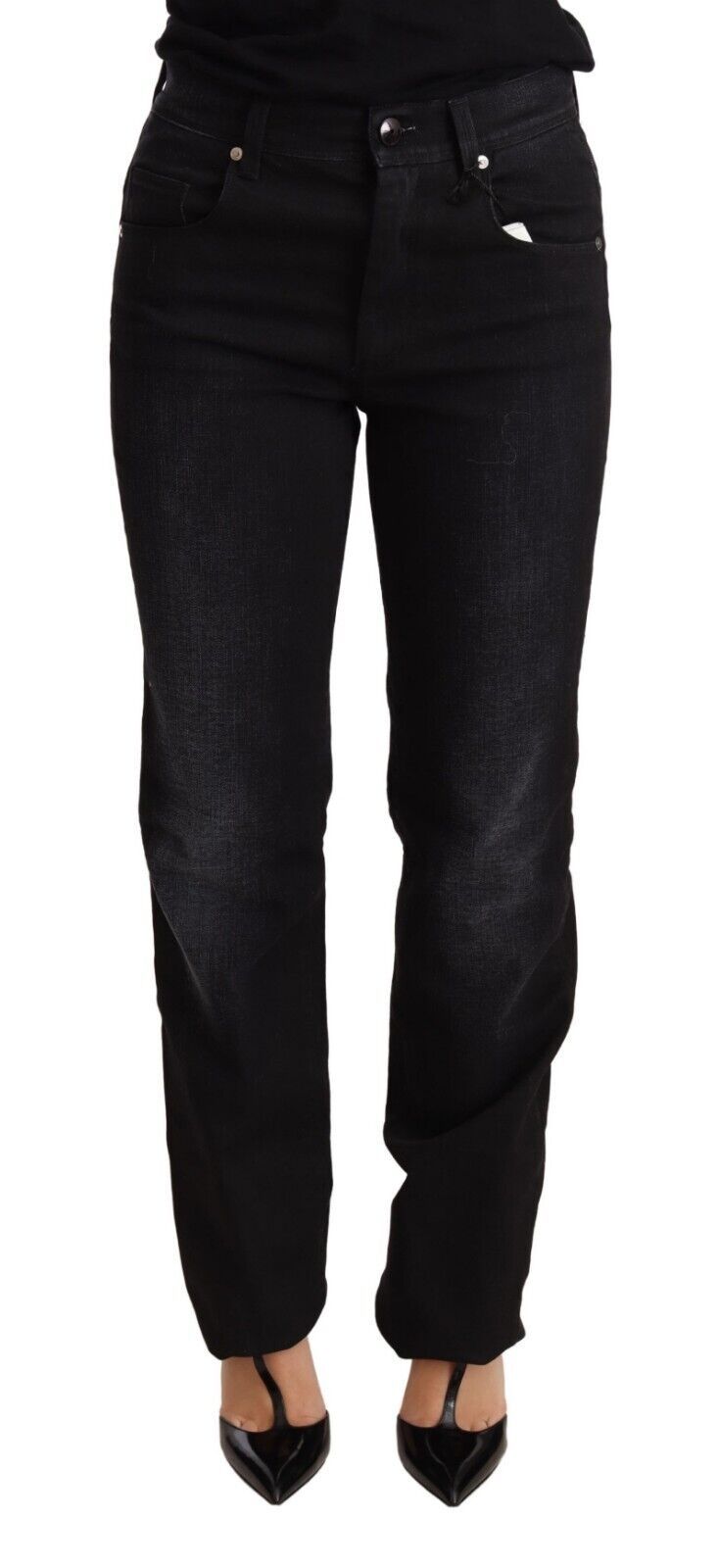 Ermanno Scervino Schicke, schwarz verwaschene Jeans mit geradem Schnitt