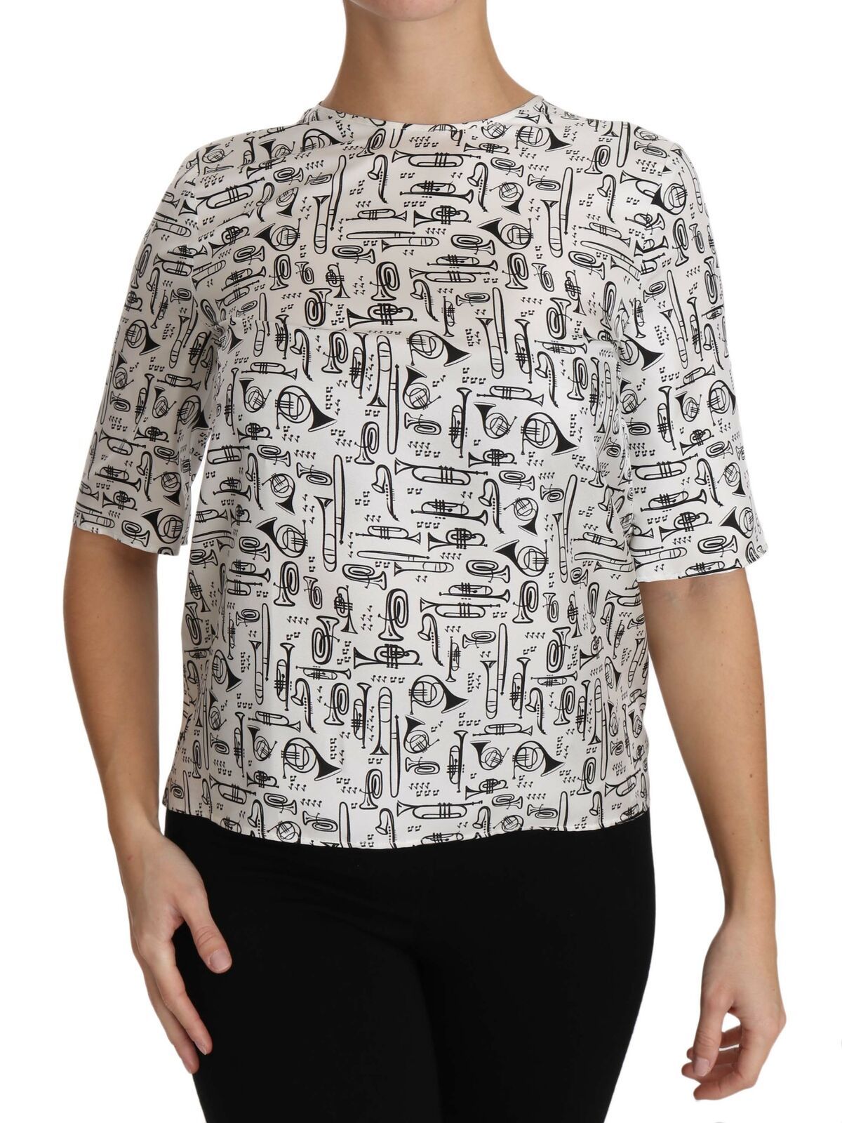 Dolce &amp; Gabbana – Elegantes Seidenblusen-Top mit Trompetendruck