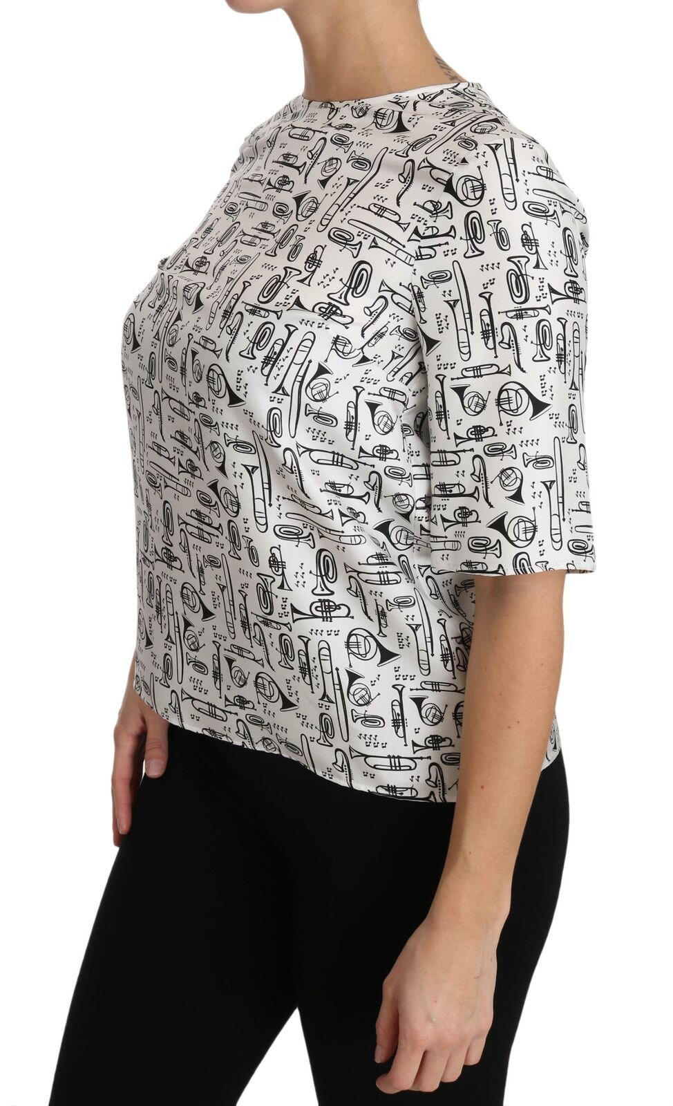 Dolce &amp; Gabbana – Elegantes Seidenblusen-Top mit Trompetendruck