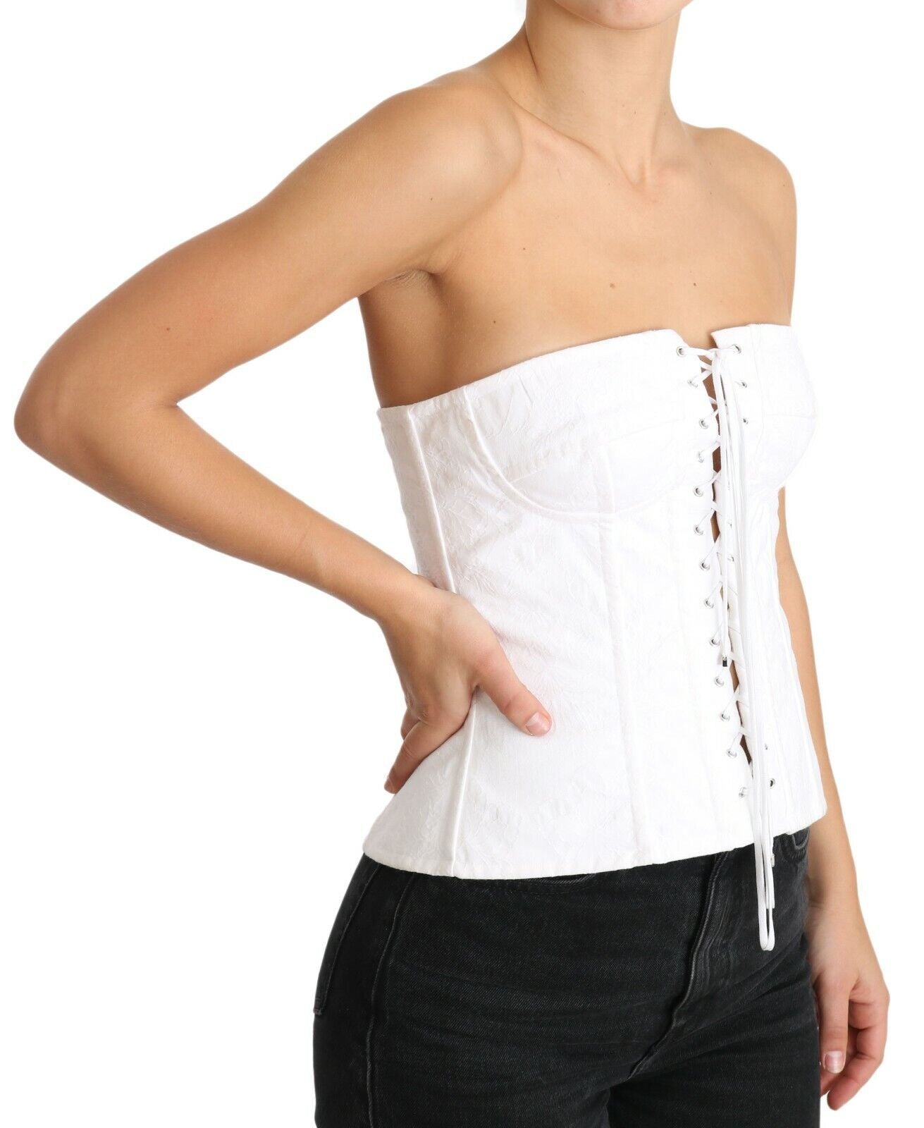 Dolce &amp; Gabbana – Elegantes, weißes, trägerloses Korsett-Top