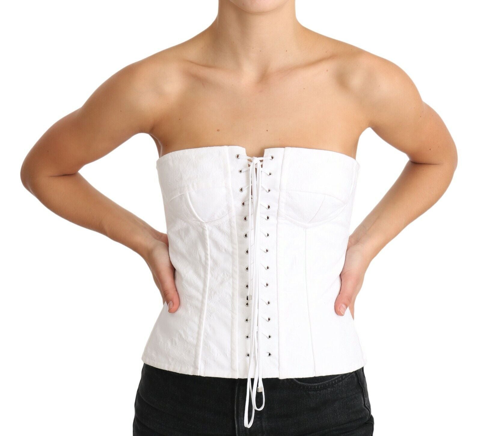 Dolce &amp; Gabbana – Elegantes, weißes, trägerloses Korsett-Top