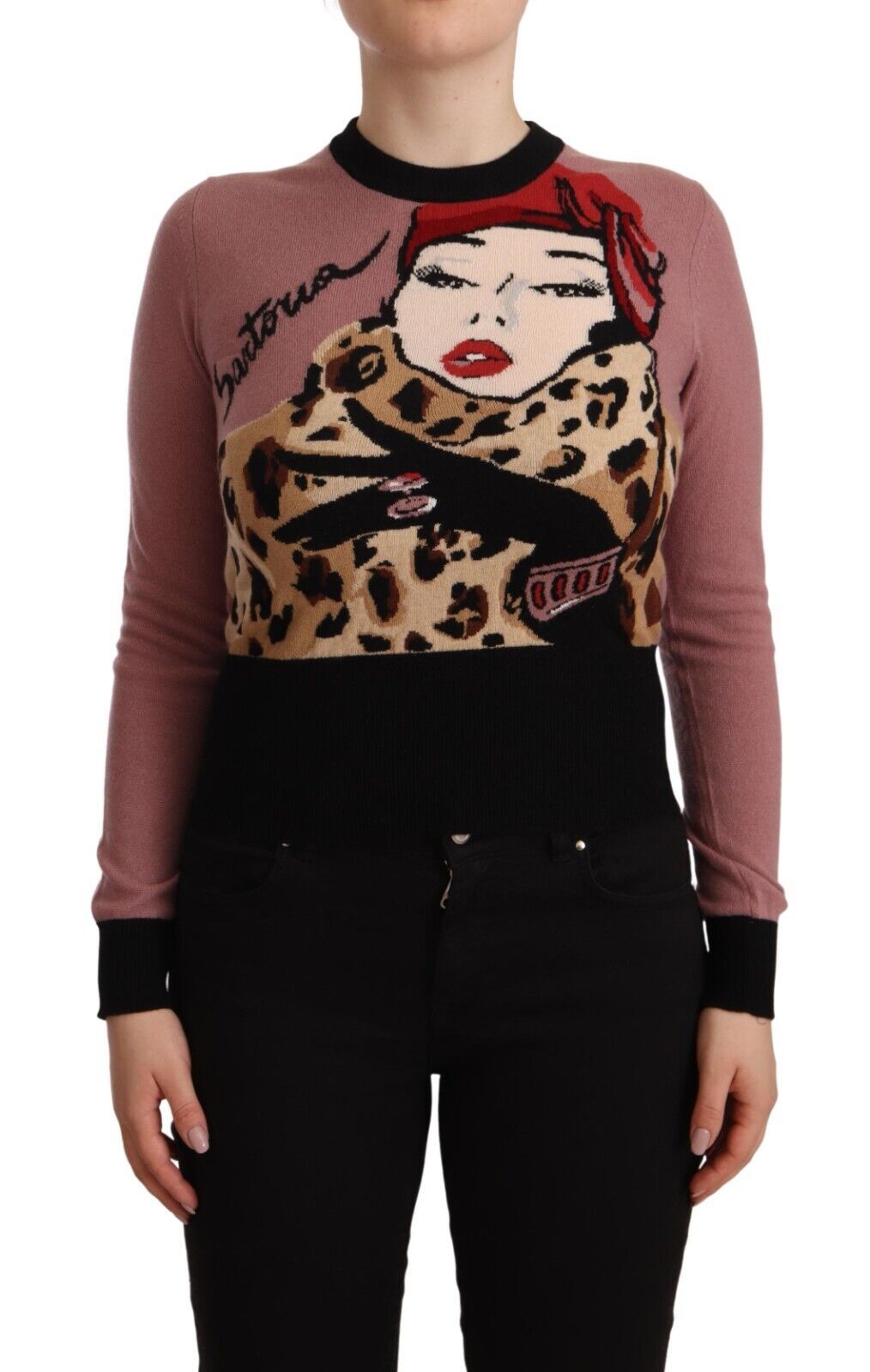 Dolce &amp; Gabbana – Eleganter rosa Kaschmirpullover mit Rundhalsausschnitt