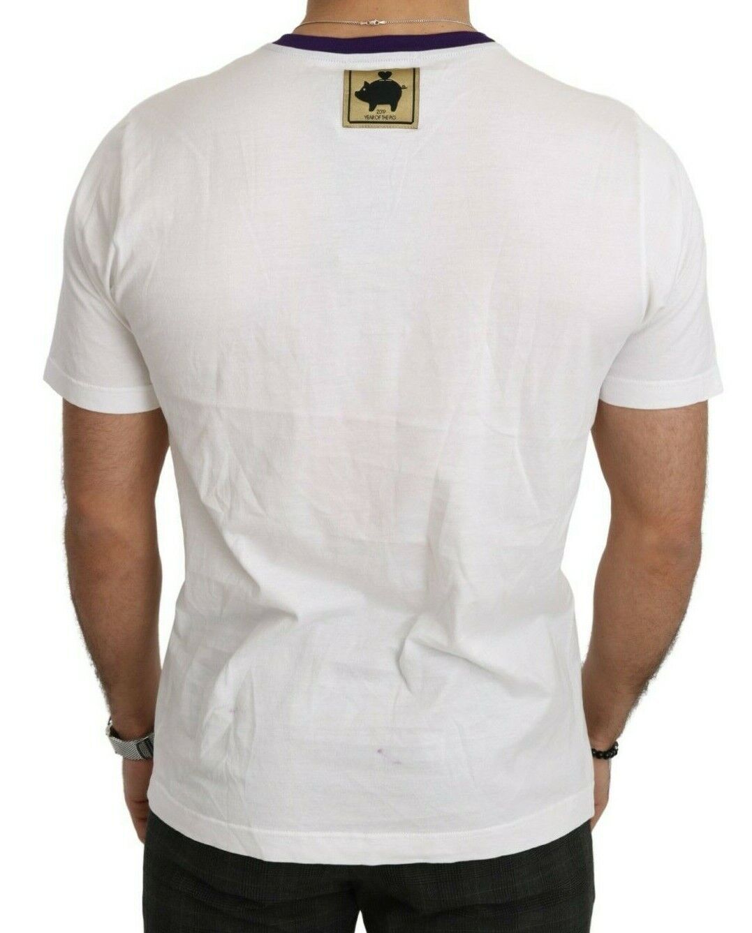 Tricou Dolce &amp; Gabbana Chic White Cotton Motif Pig