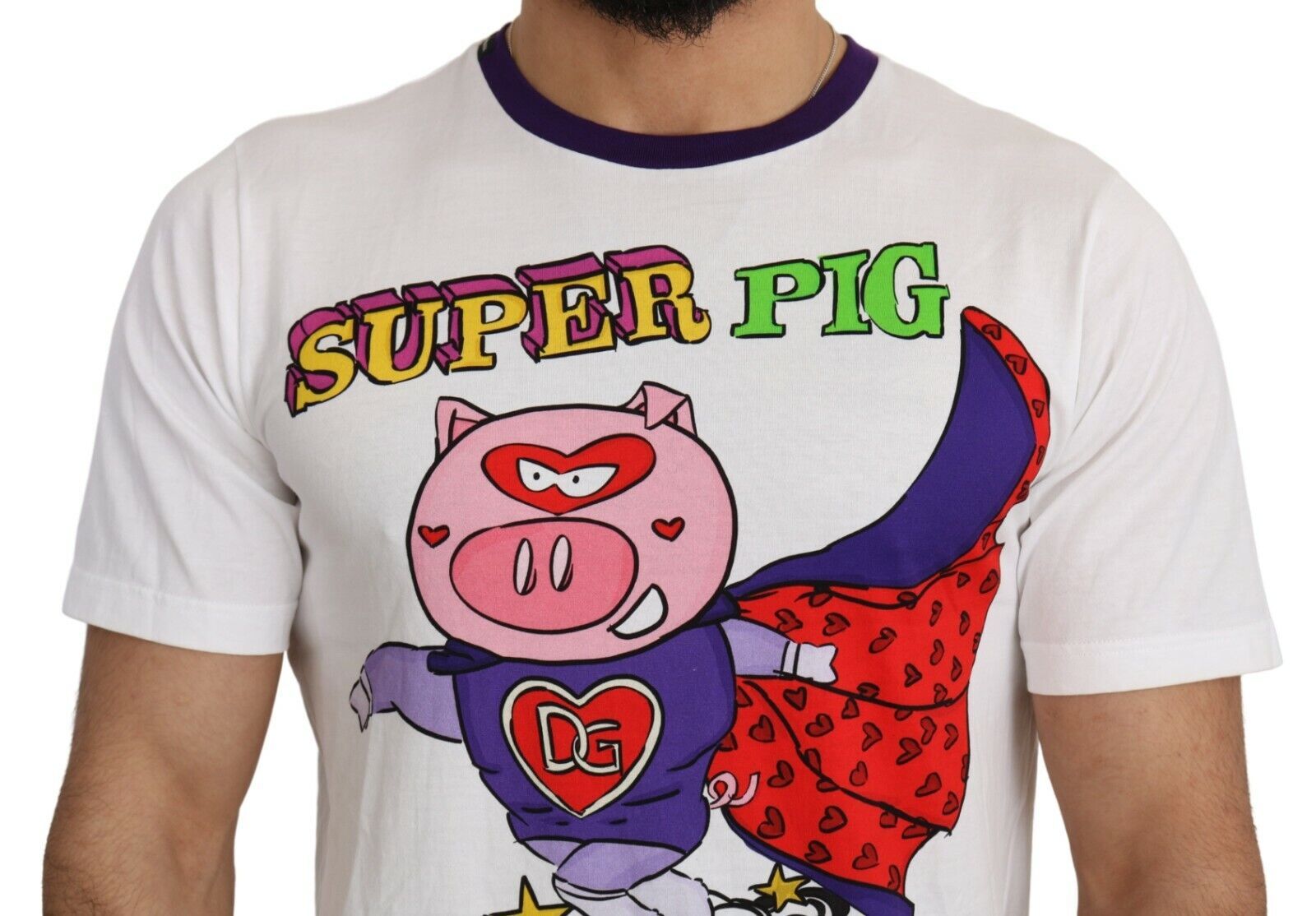 Tricou Dolce &amp; Gabbana Chic White Cotton Motif Pig