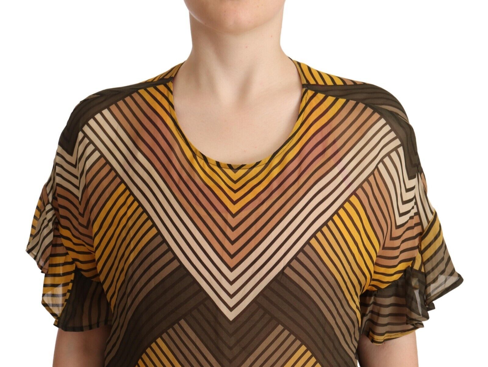 Bluză Twinset Chic cu dungi multicolore și mânecă scurtă