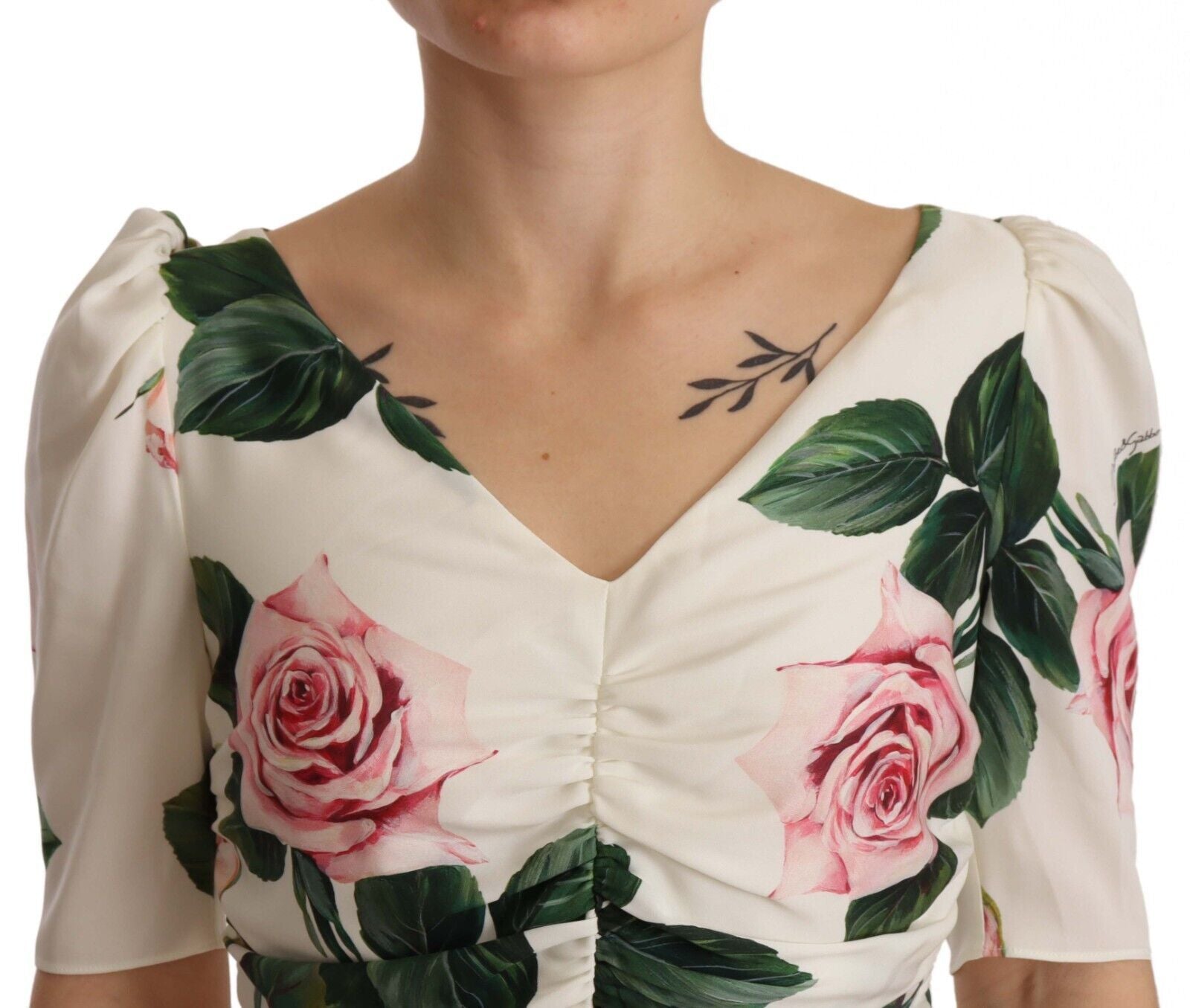 Dolce &amp; Gabbana Elegantes weißes Etuikleid mit Blumenmuster