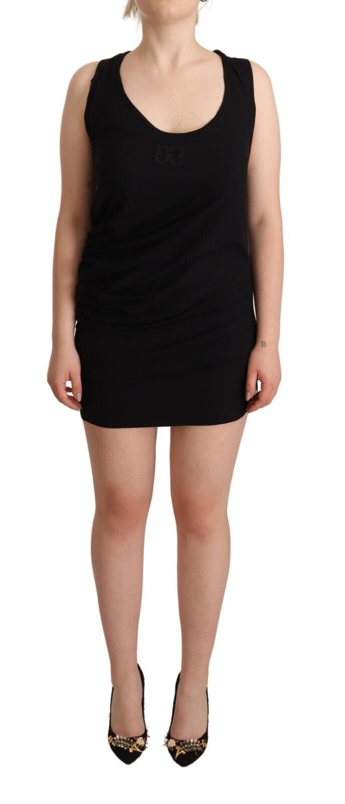 Rochie elegantă Roberto Cavalli neagră, model stretch
