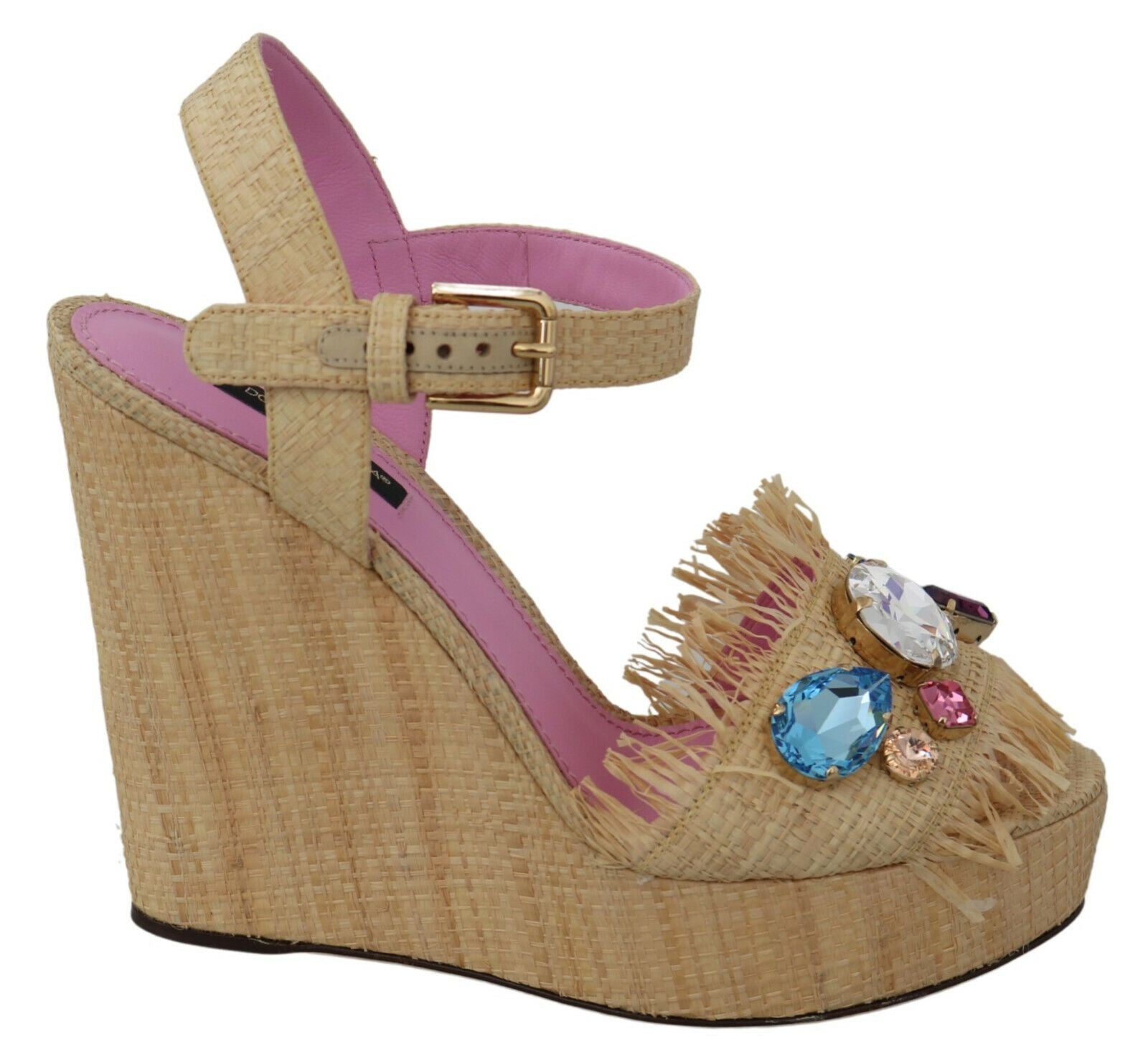 Dolce &amp; Gabbana Beige Keilsandaletten mit Seidenriemen