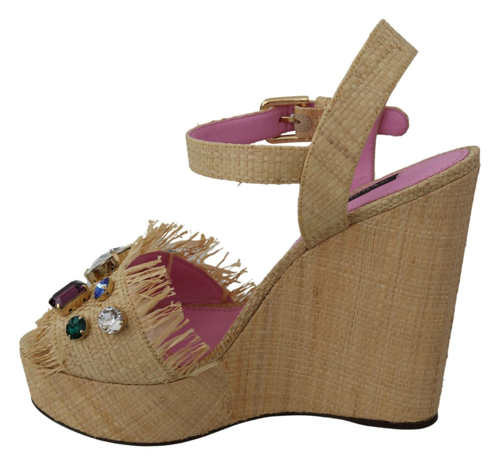 Dolce &amp; Gabbana Beige Keilsandaletten mit Seidenriemen