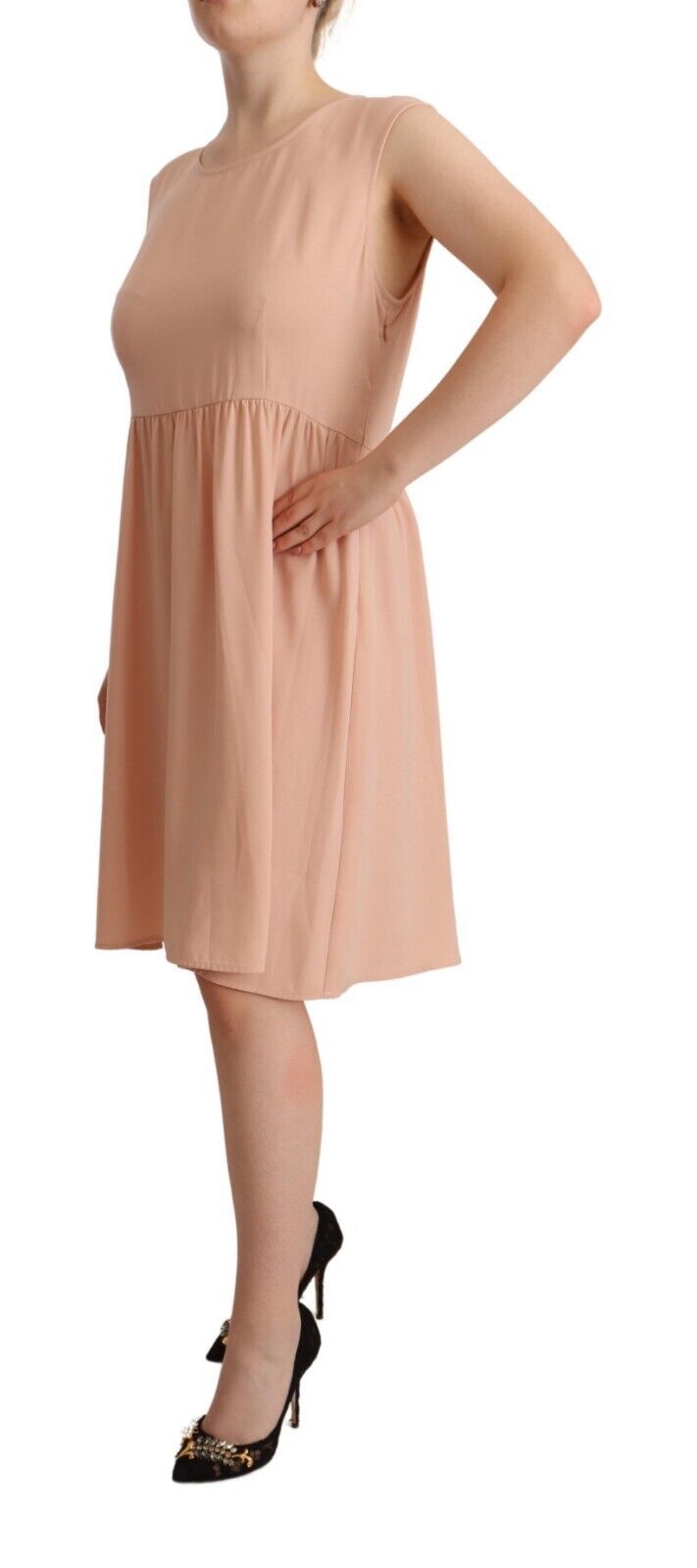 Rochie elegantă bej, fără mâneci, Twinset