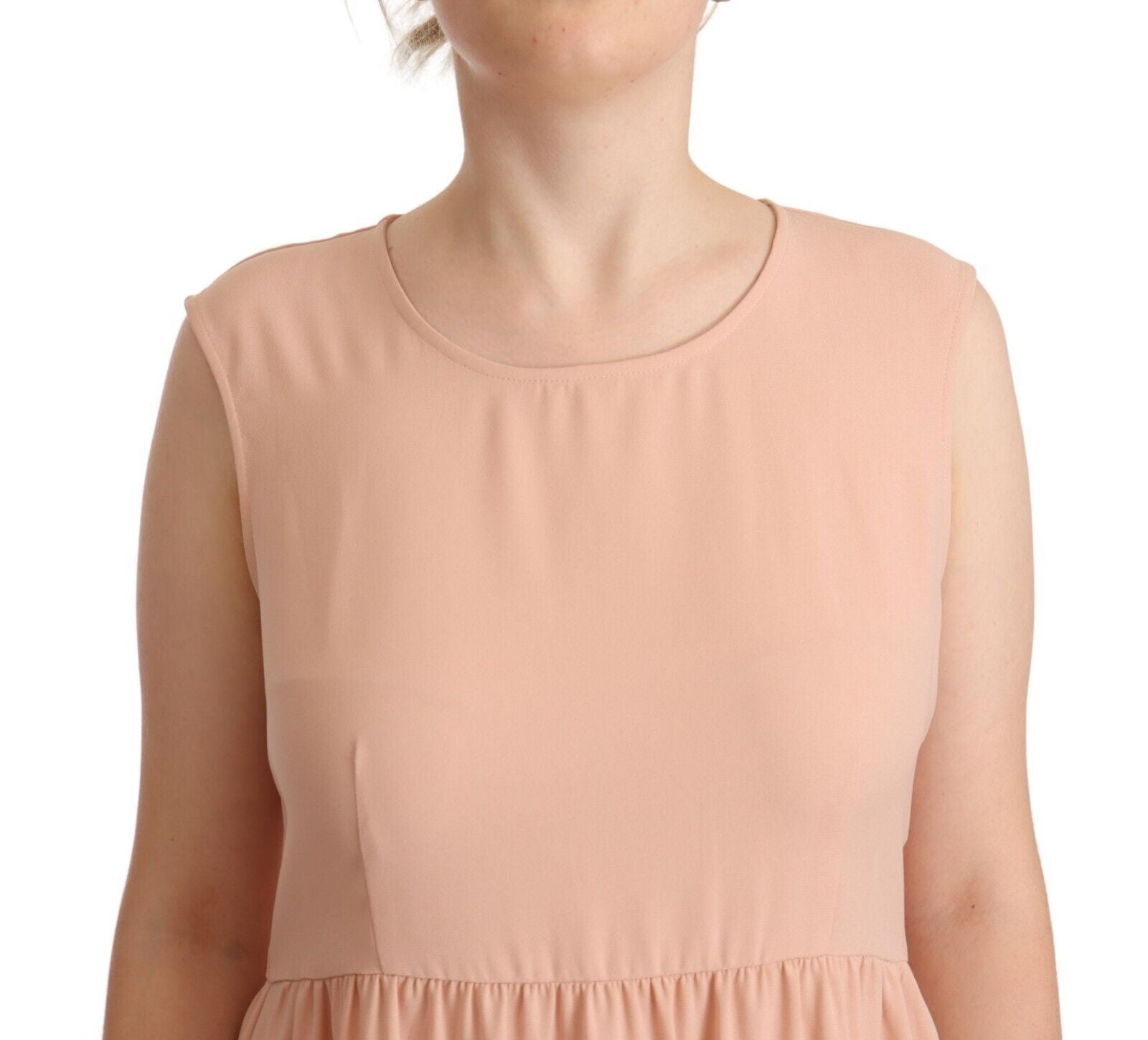 Rochie elegantă bej, fără mâneci, Twinset