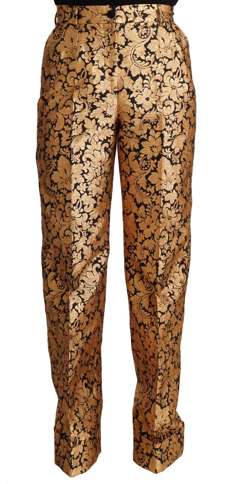 Dolce &amp; Gabbana – Elegante Jacquard-Hose mit hoher Taille und Blumenmuster