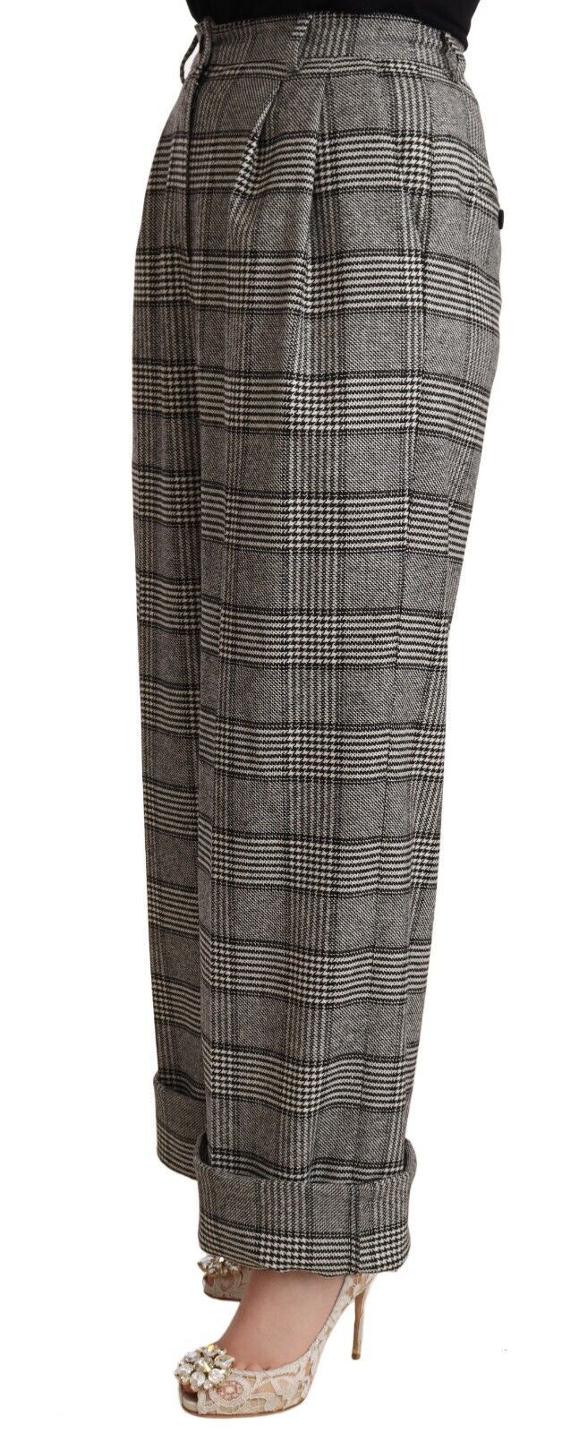 Dolce &amp; Gabbana – Elegante, gerade Hose mit hoher Taille in Grau
