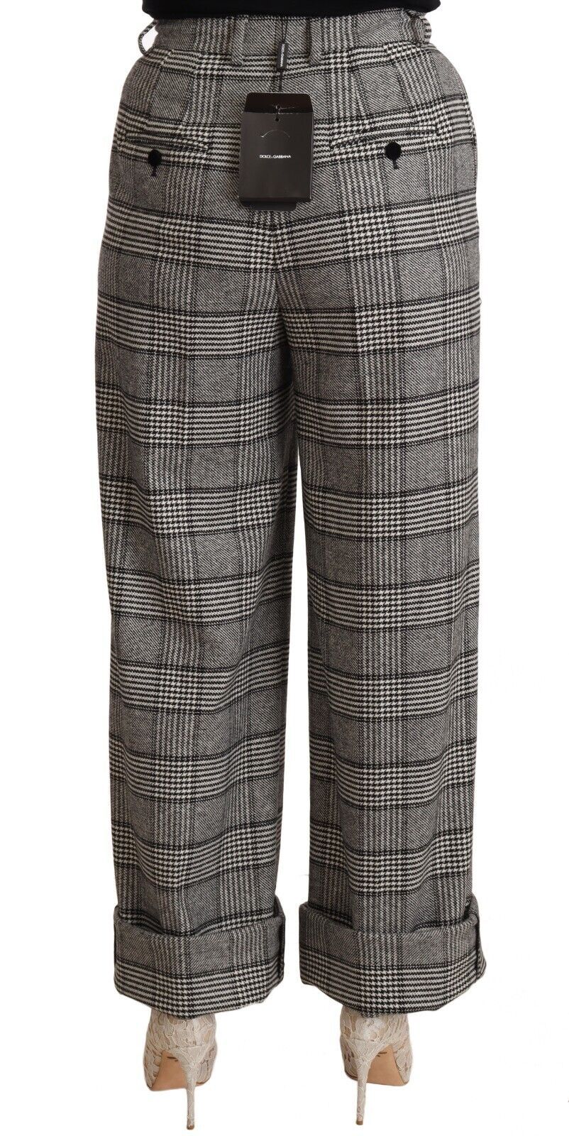 Dolce &amp; Gabbana – Elegante, gerade Hose mit hoher Taille in Grau