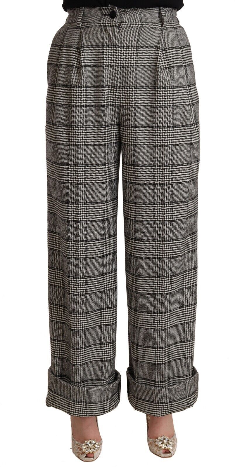 Dolce &amp; Gabbana – Elegante, gerade Hose mit hoher Taille in Grau