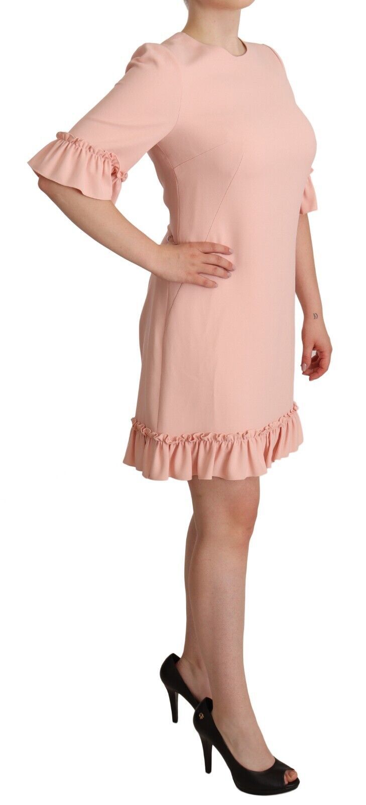 Rochie Dolce &amp; Gabbana cu mâneci cu volane, roz