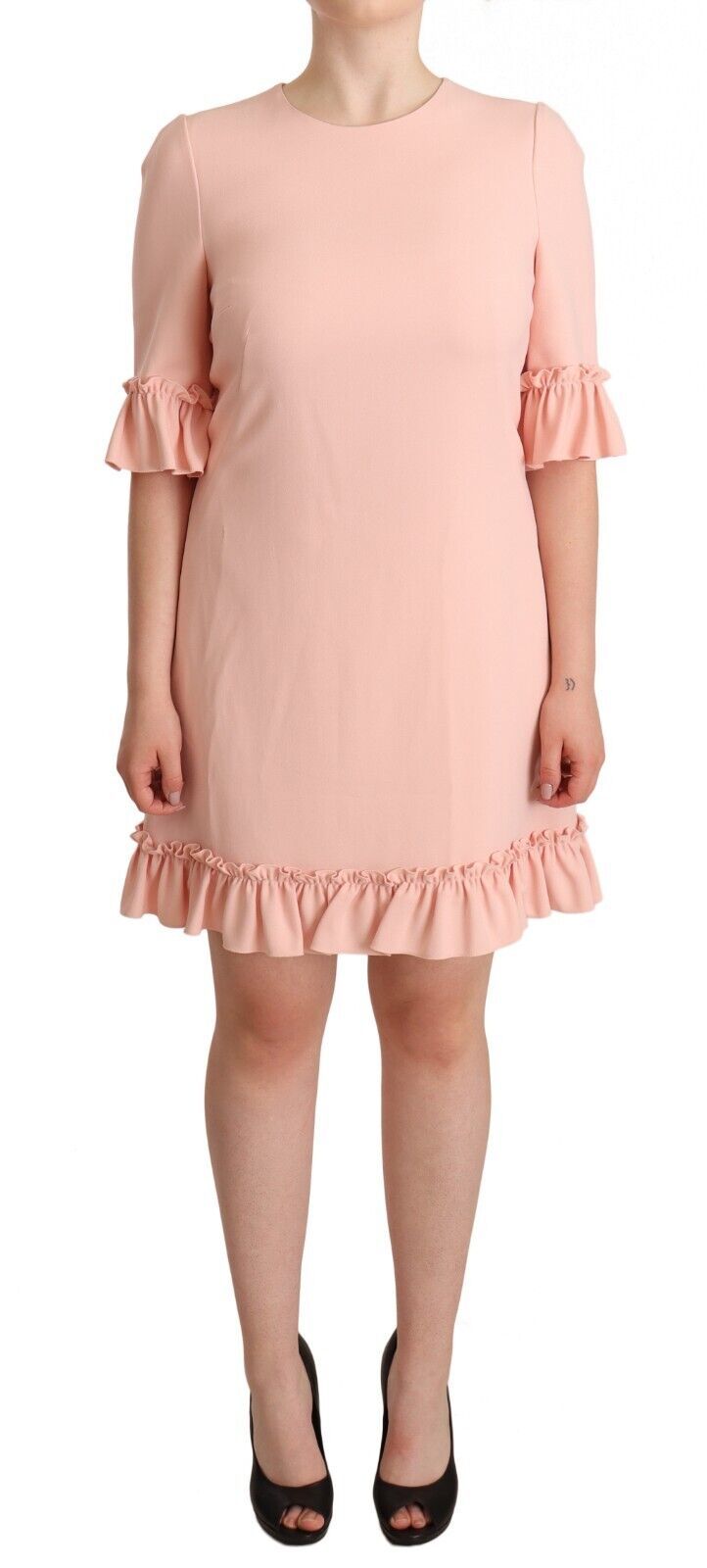 Rochie Dolce &amp; Gabbana cu mâneci cu volane, roz