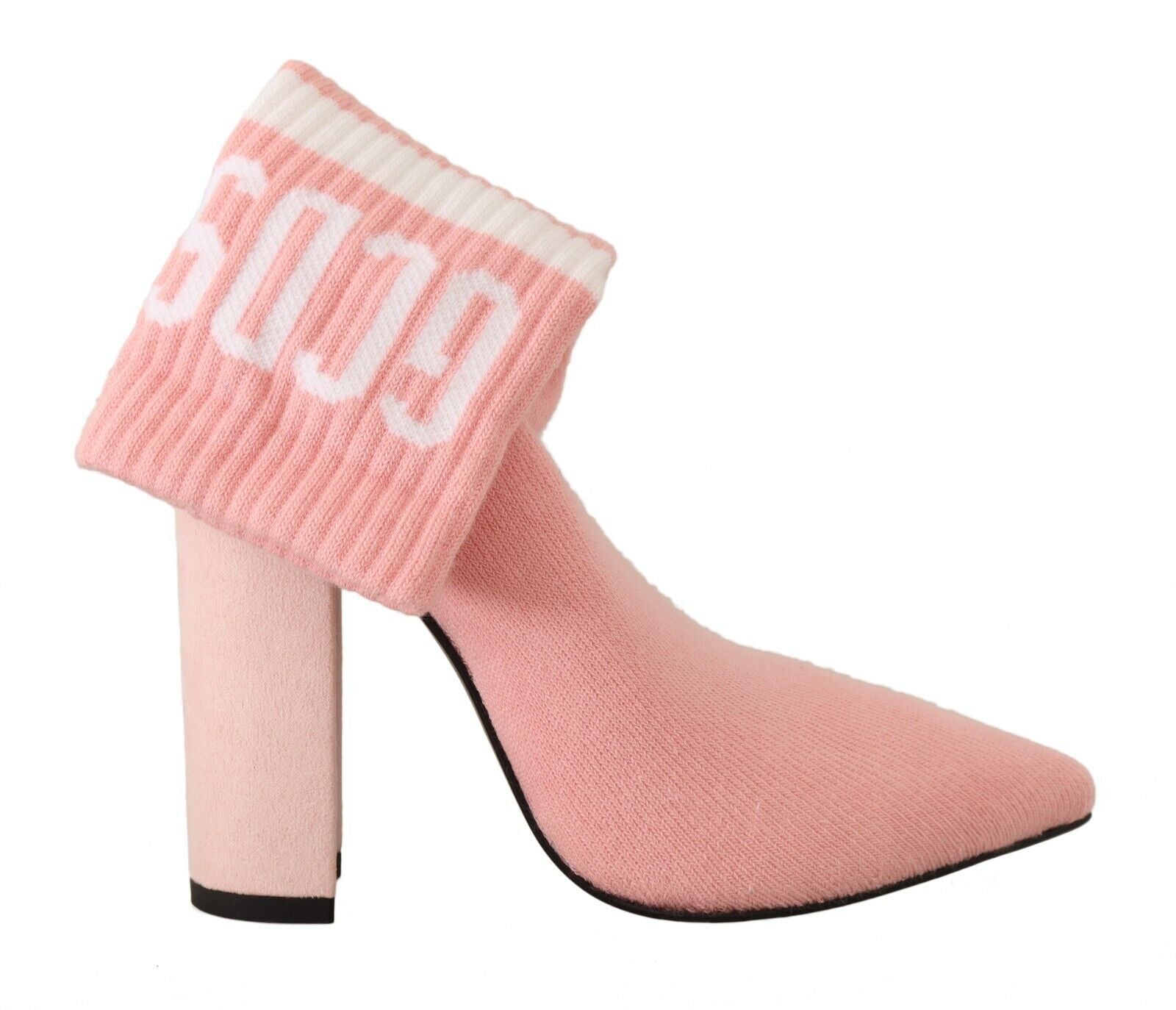 GCDS – Schicke Stiefeletten aus rosa Wildleder mit Logo-Socken