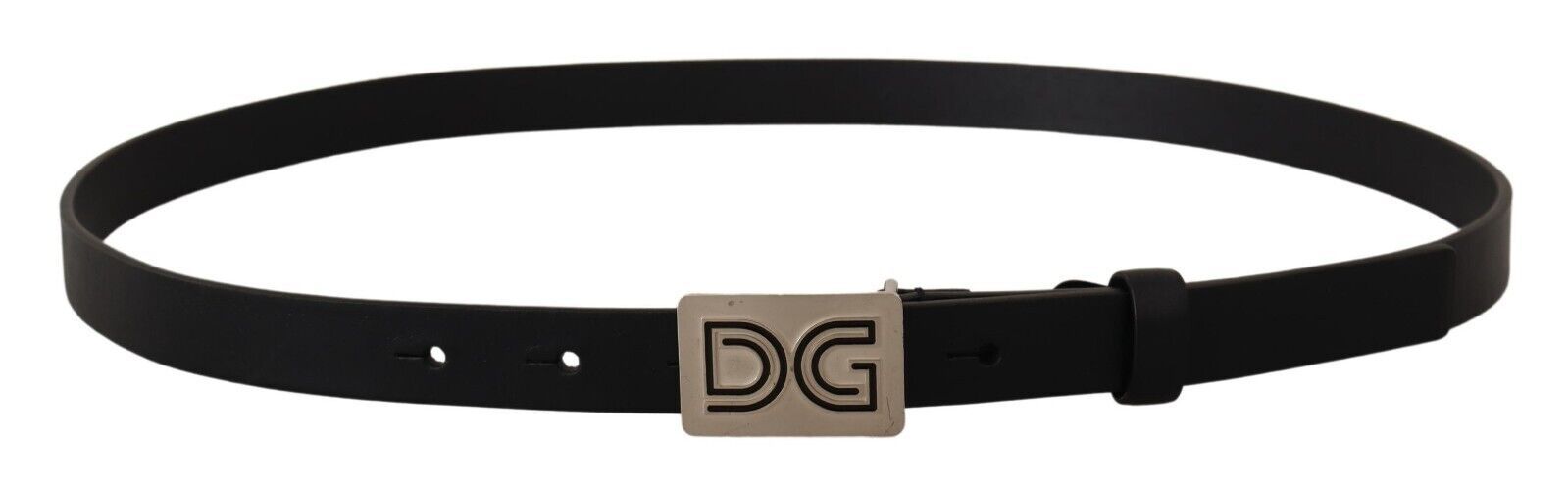 Curea elegantă din piele neagră Dolce &amp; Gabbana cu cataramă argintie