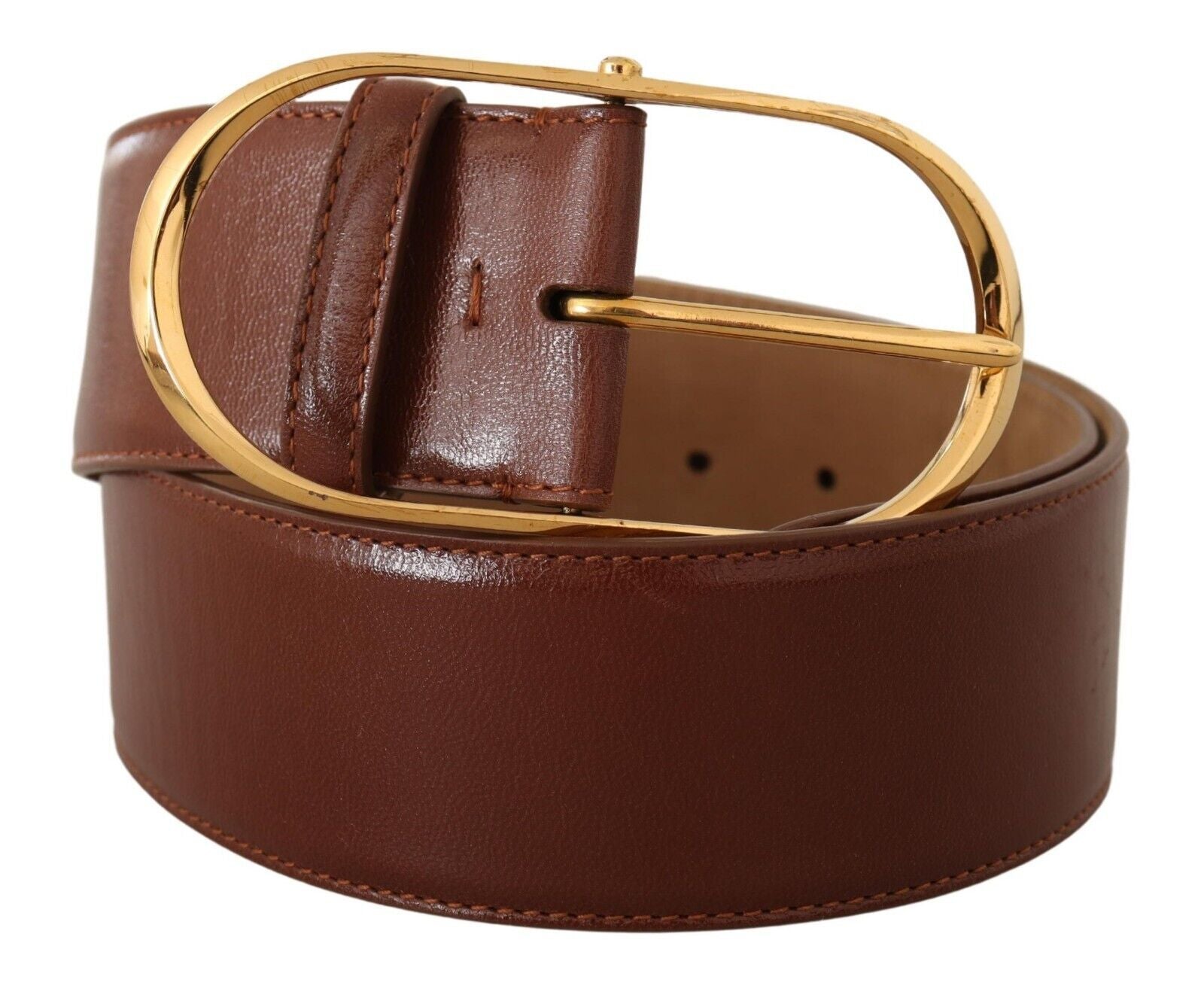 Dolce &amp; Gabbana Eleganter brauner Ledergürtel mit goldener Schnalle