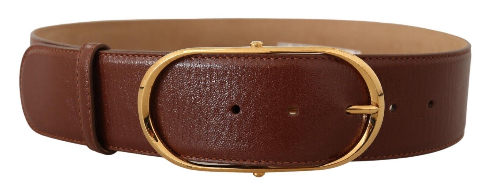 Dolce &amp; Gabbana Eleganter brauner Ledergürtel mit goldener Schnalle