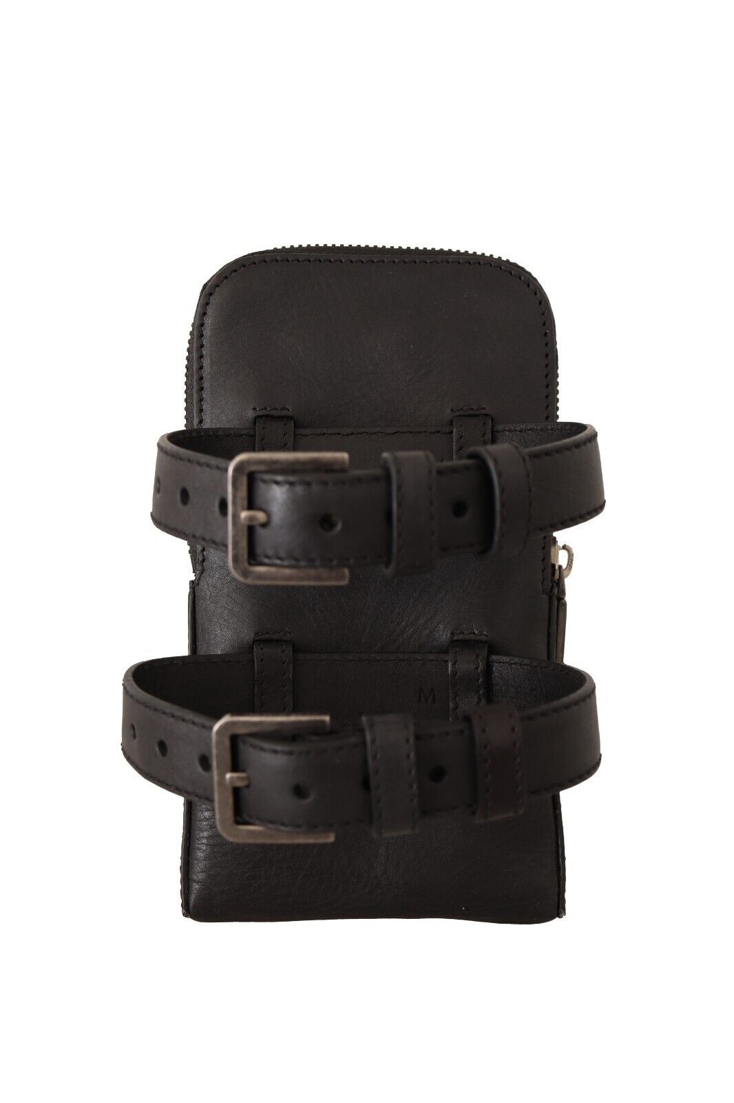 Dolce &amp; Gabbana Elegantes Doppelriemen-Multi-Kit aus schwarzem Leder