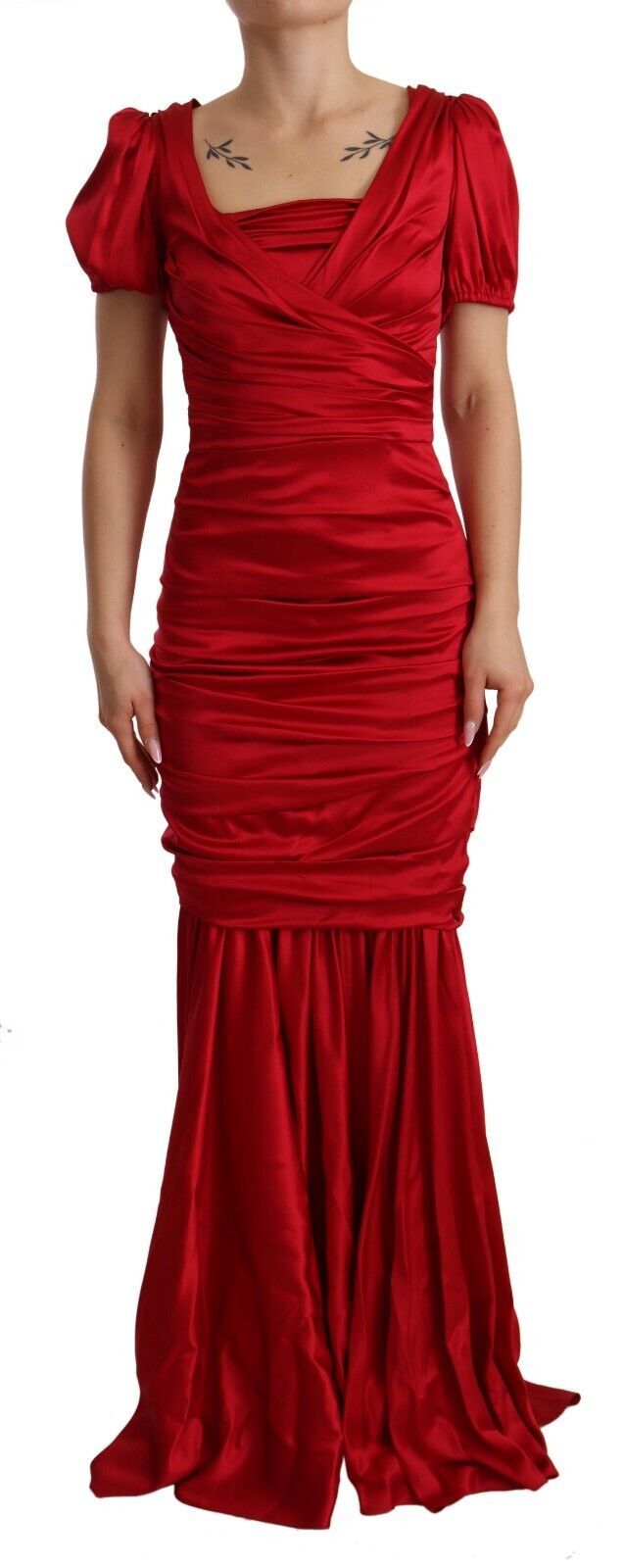 Rochie elegantă Dolce &amp; Gabbana din mătase roșie elastică, model sirenă