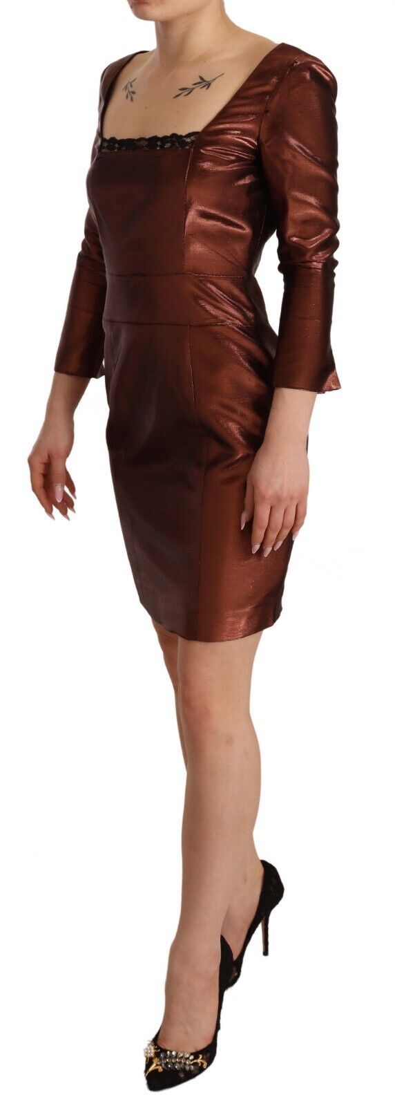Rochie mini elegantă GF Ferre, din bronz, cu decolteu pătrat