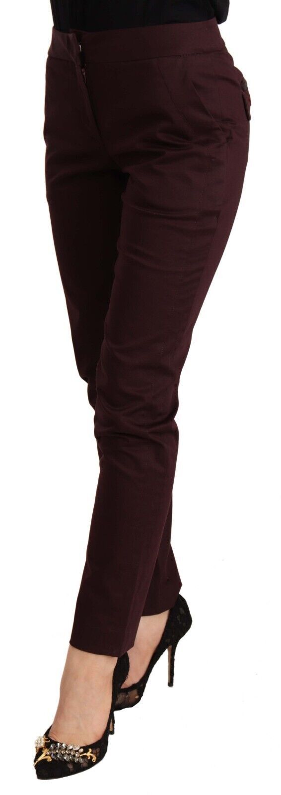 Just Cavalli – Kastanienbraune, schmal geschnittene Skinny-Hose mit Reißverschlussdetail