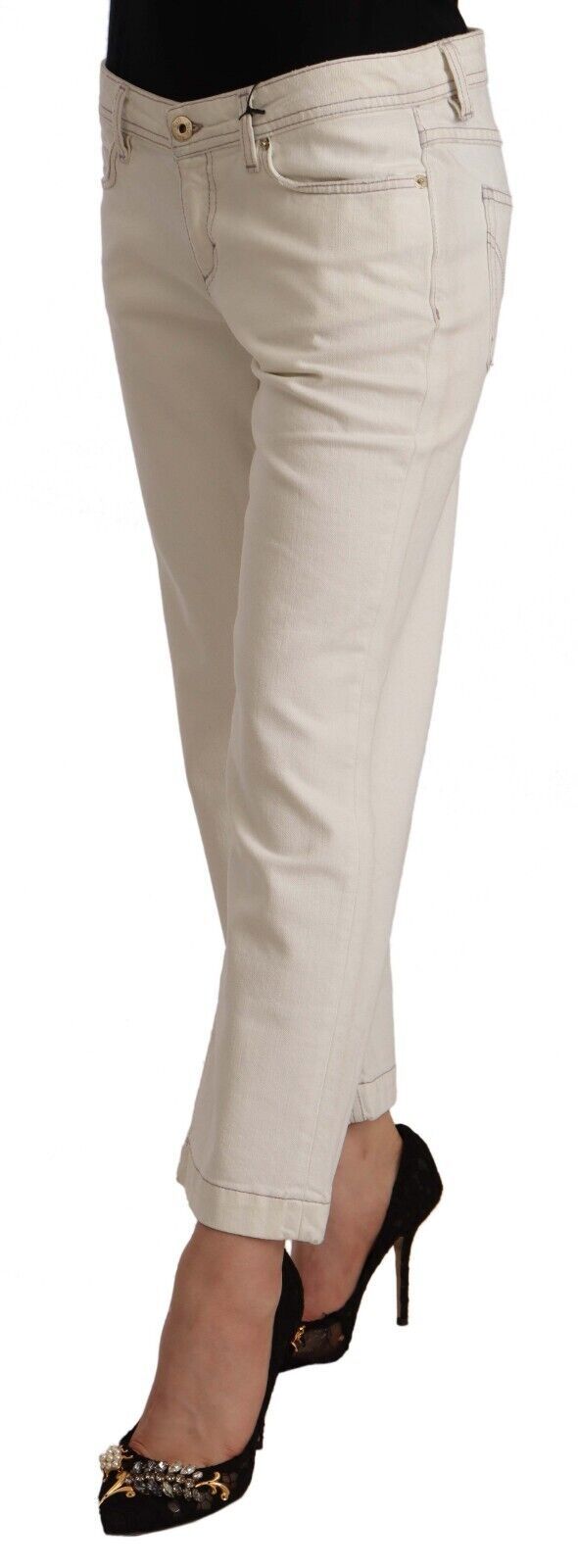 Dolce &amp; Gabbana Chic Off-White Cropped Jeans – Must-Have für Fashionistas