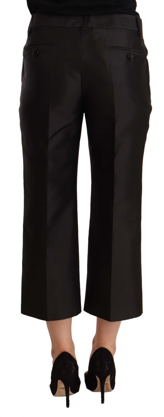 Dolce &amp; Gabbana Schicke verkürzte Seidenhose in zeitlosem Schwarz