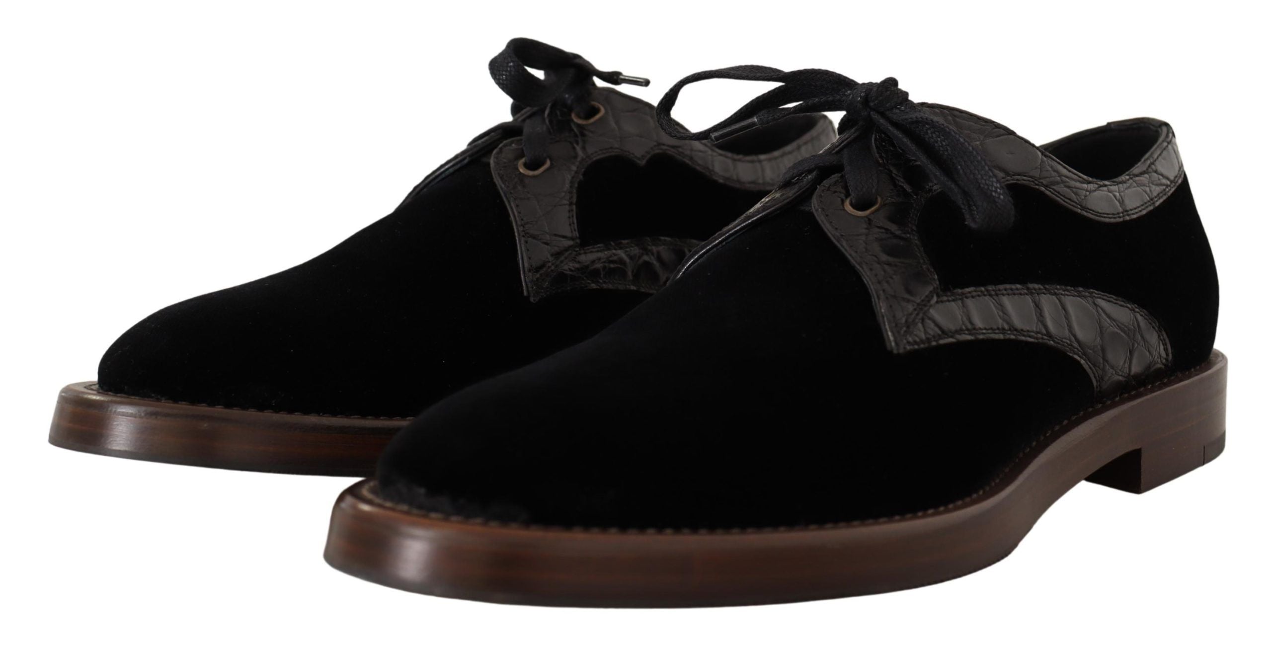 Dolce &amp; Gabbana – Elegante Abendschuhe aus schwarzem Samt und exotischem Leder