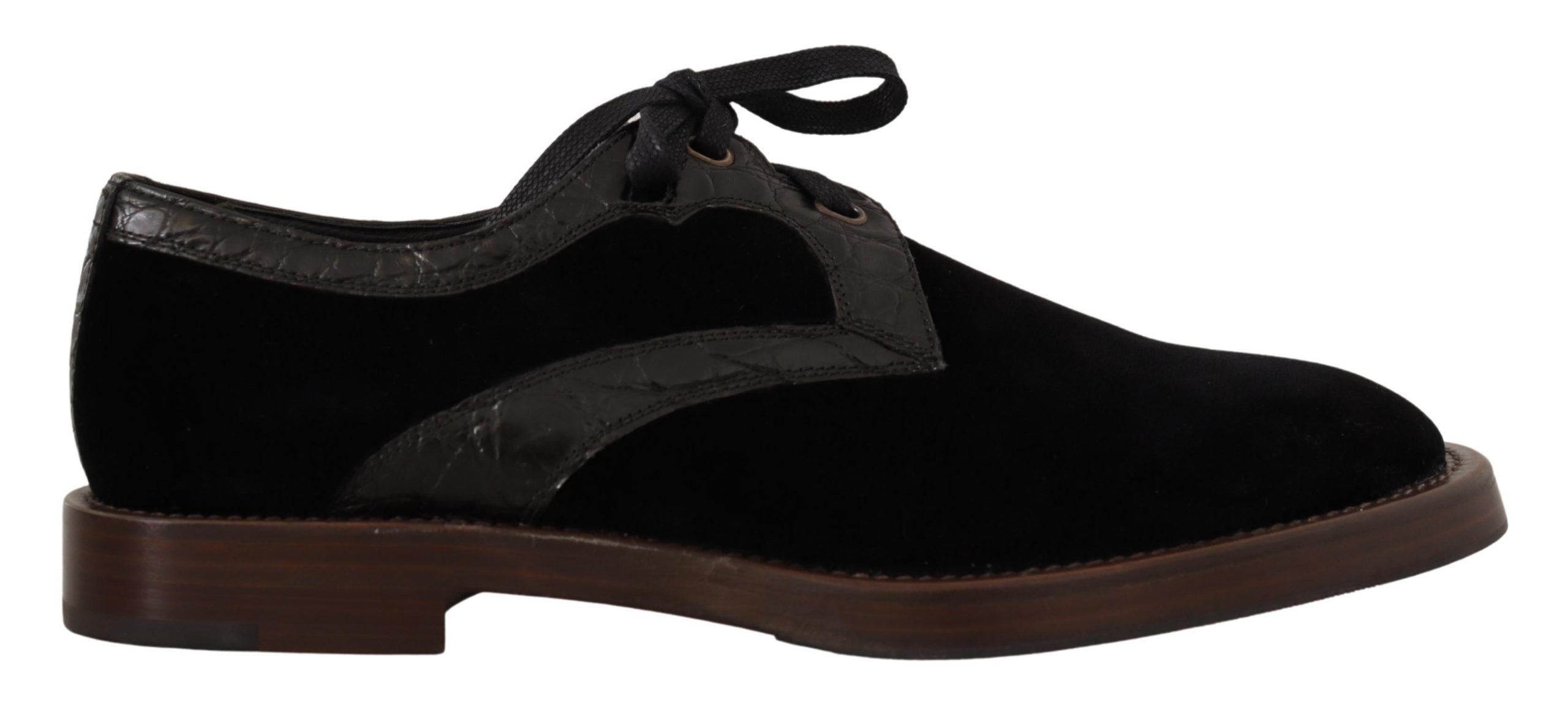 Dolce &amp; Gabbana – Elegante Abendschuhe aus schwarzem Samt und exotischem Leder