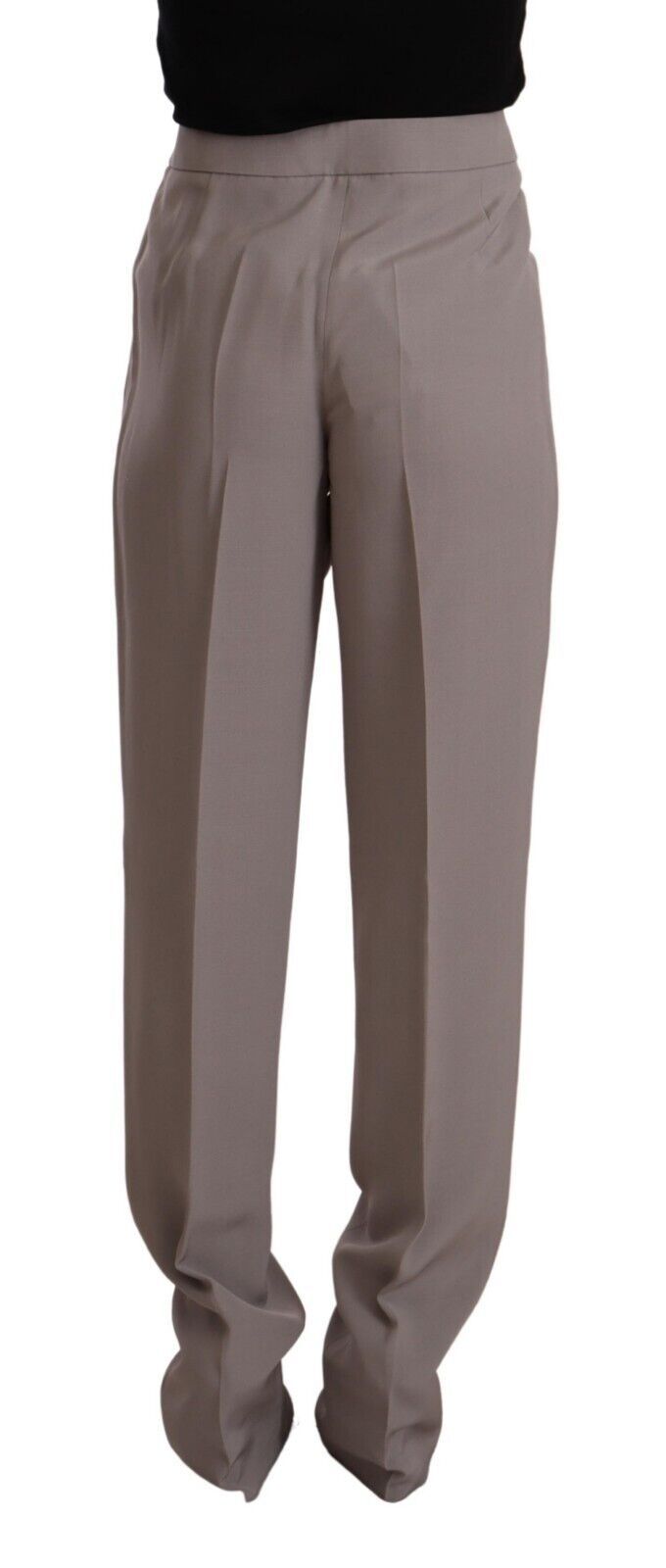 Pantaloni eleganți cu talie înaltă din amestec de mătase Armani