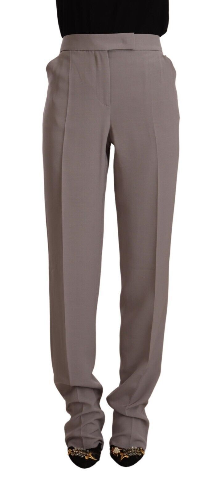 Pantaloni eleganți cu talie înaltă din amestec de mătase Armani