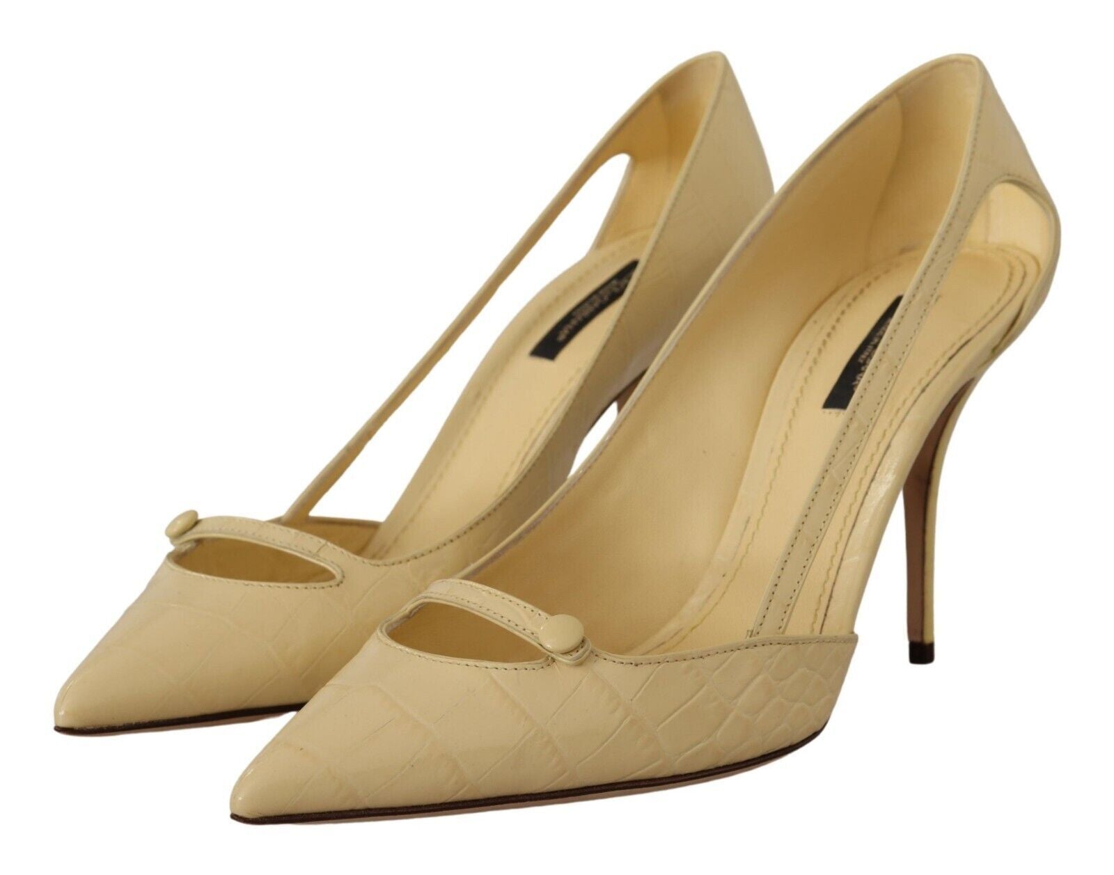 Dolce &amp; Gabbana – Schicke Pumps aus Leder mit spitzer Spitze in Sonnengelb