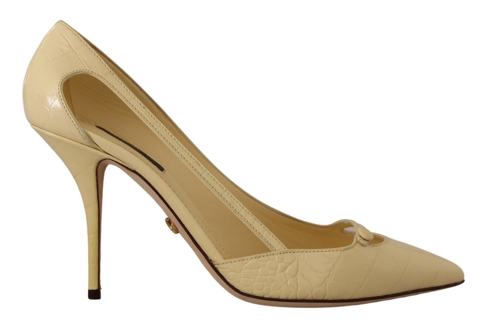 Dolce &amp; Gabbana – Schicke Pumps aus Leder mit spitzer Spitze in Sonnengelb