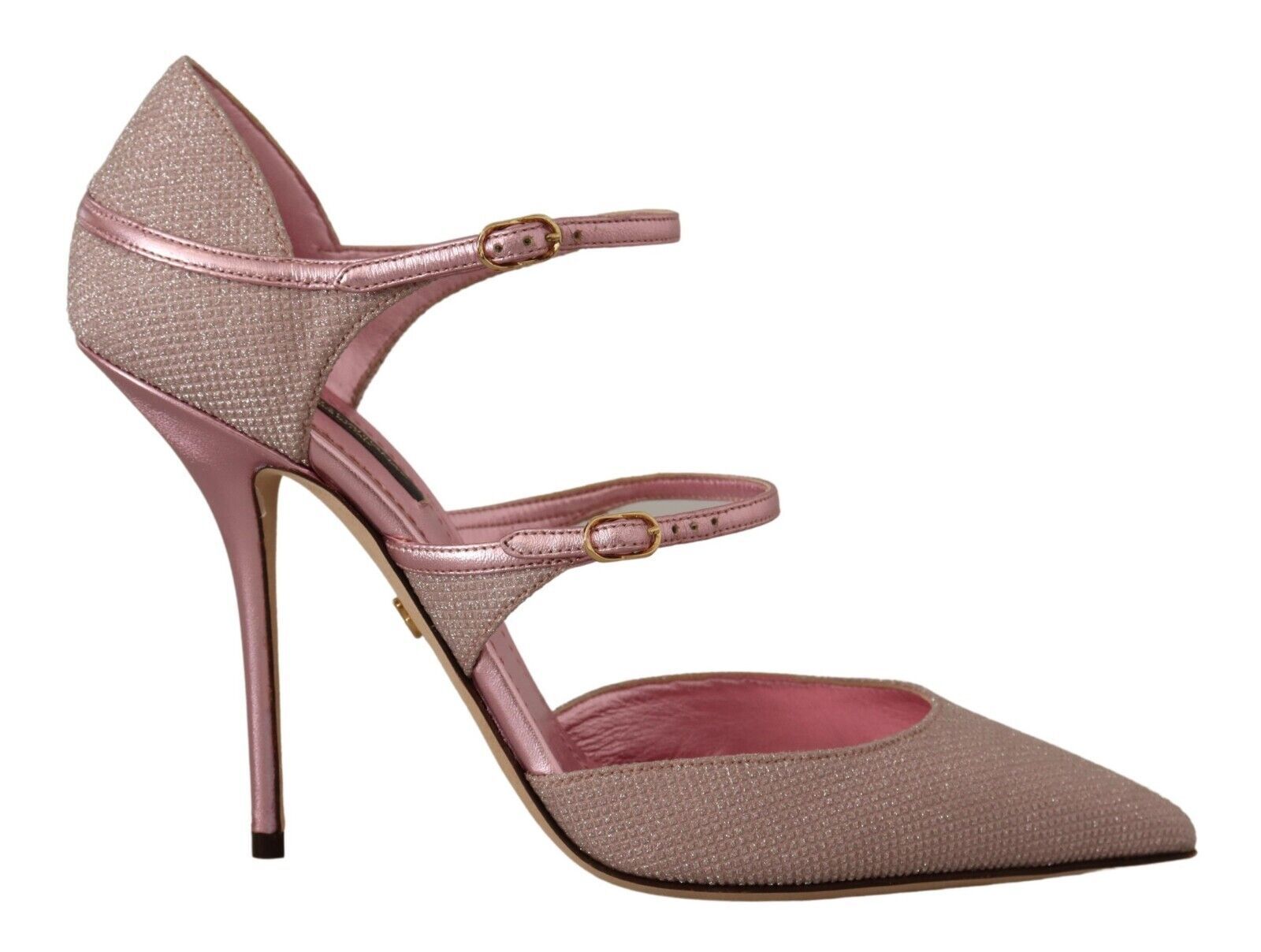Dolce &amp; Gabbana – Rosa Glitzer-Sandalen mit hohem Absatz