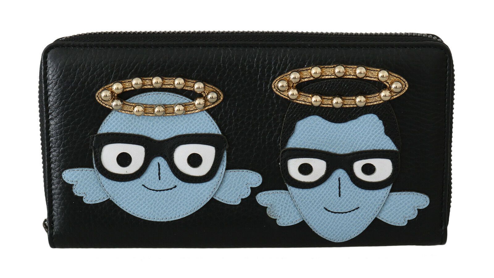 Dolce &amp; Gabbana Elegante schwarze Lederbrieftasche mit Reißverschluss