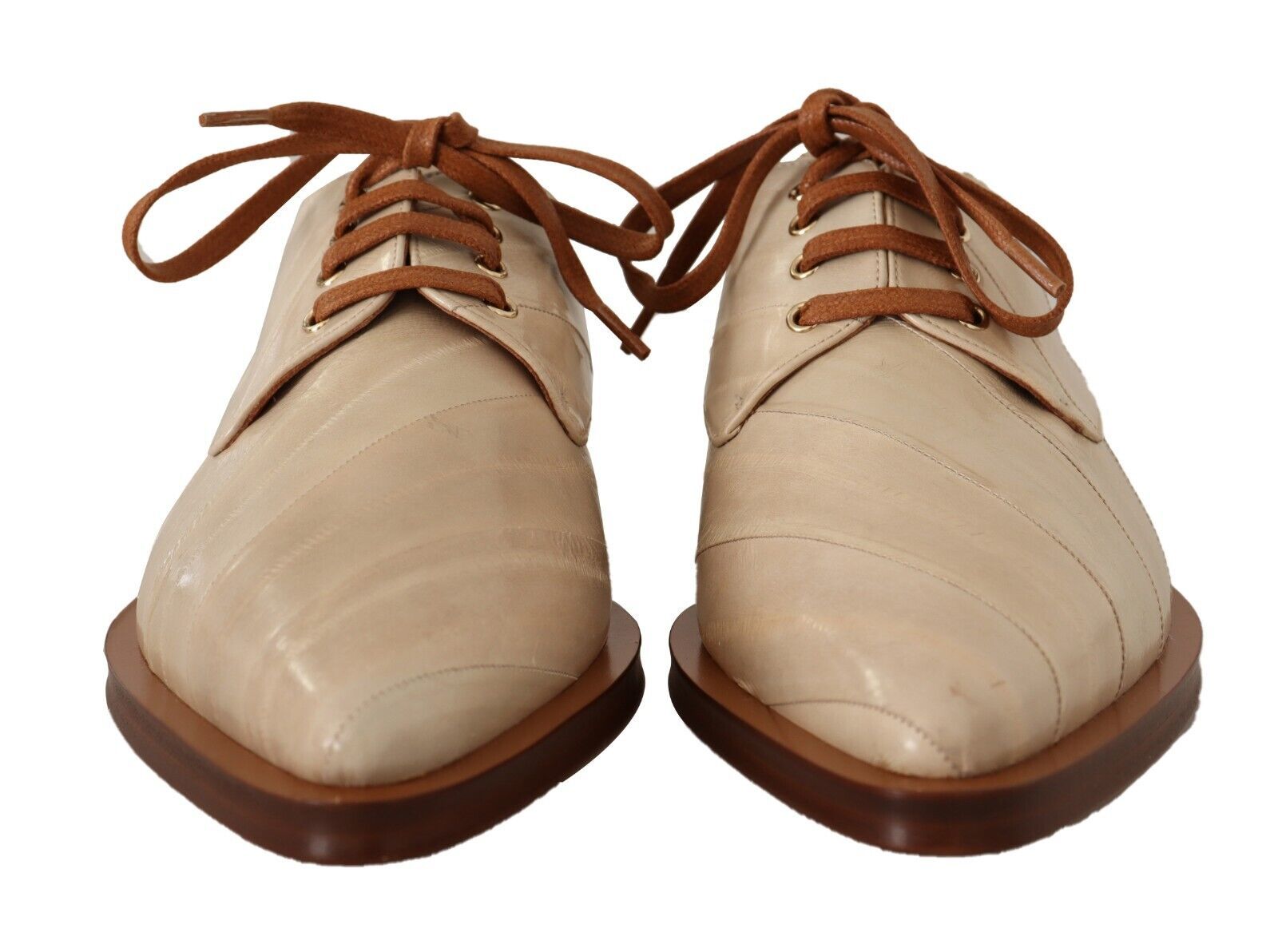 Dolce &amp; Gabbana – Elegante, beigefarbene Ballerinas aus Aalleder