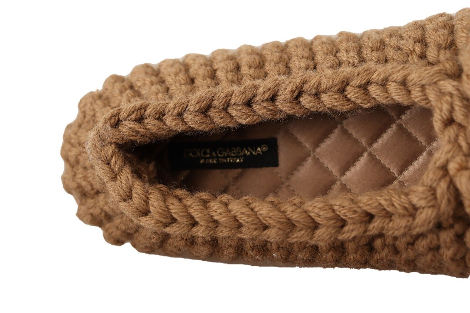 Dolce &amp; Gabbana – Elegante Ballerinas aus Wollstrick in Braun