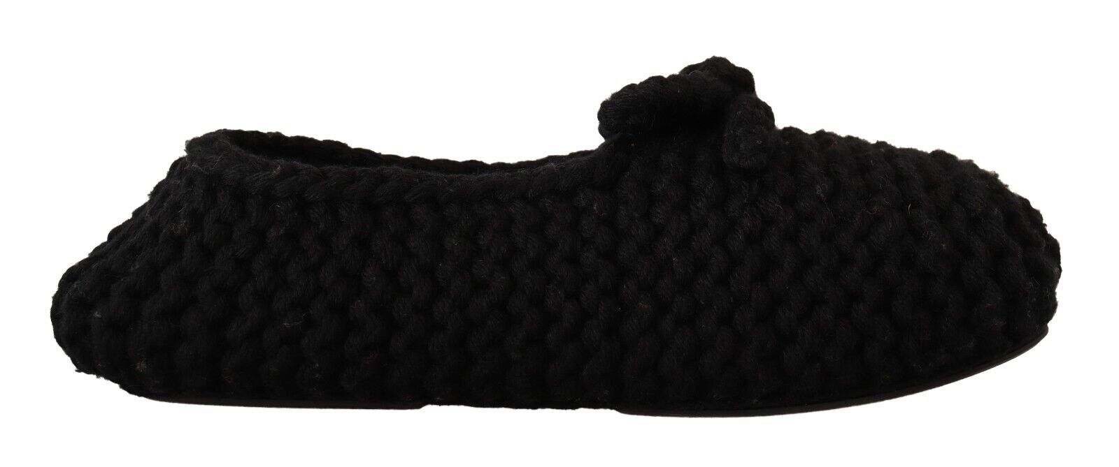 Dolce &amp; Gabbana Elegante schwarze Ballerinas aus Wollstrick