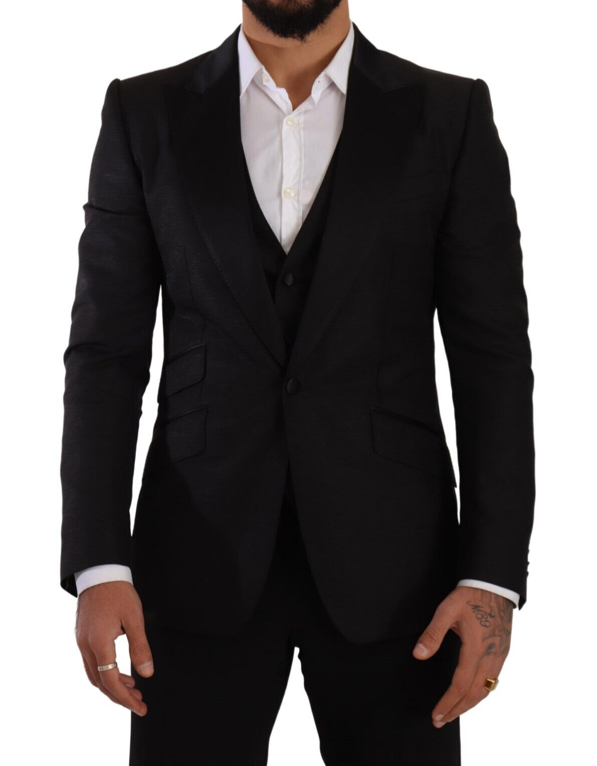 Dolce &amp; Gabbana – Schmal geschnittenes schwarzes Anzug-Ensemble „Sicilia“