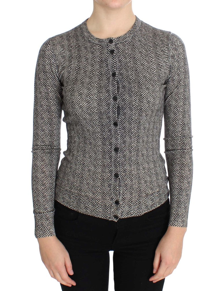 Dolce &amp; Gabbana Eleganter schwarz-weißer Wollcardigan