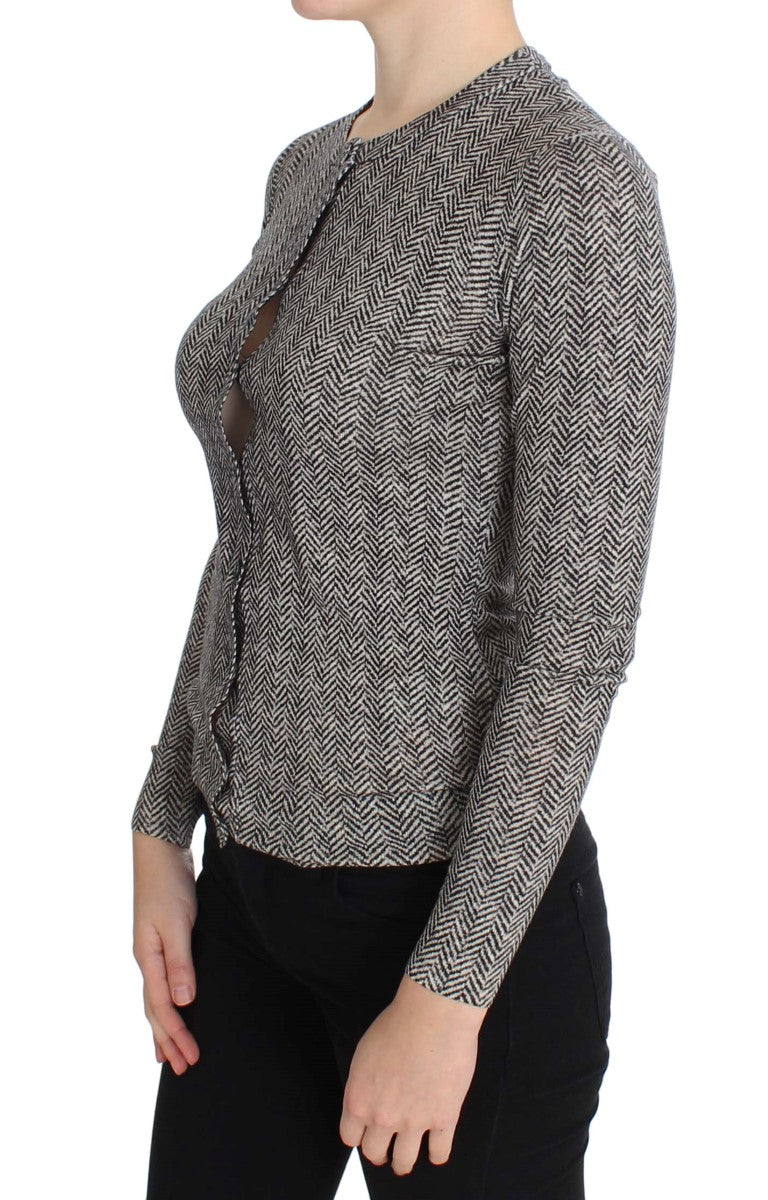 Dolce &amp; Gabbana Eleganter schwarz-weißer Wollcardigan