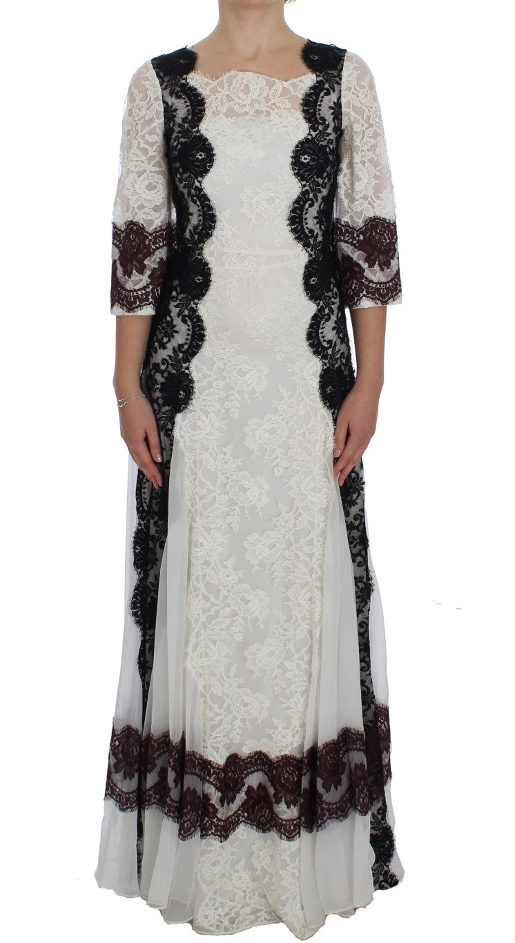 Dolce &amp; Gabbana Maxikleid aus Seidenmischung mit floraler Spitze
