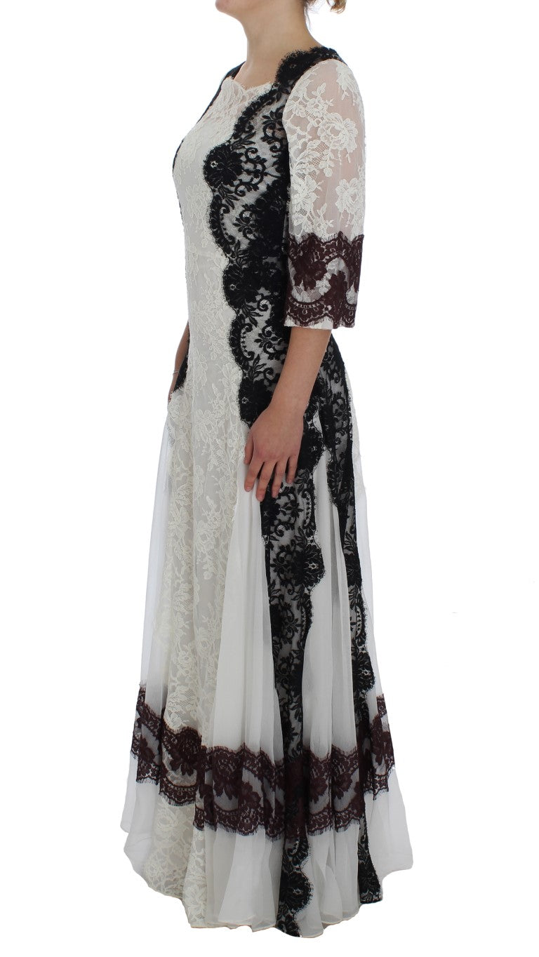 Dolce &amp; Gabbana Maxikleid aus Seidenmischung mit floraler Spitze