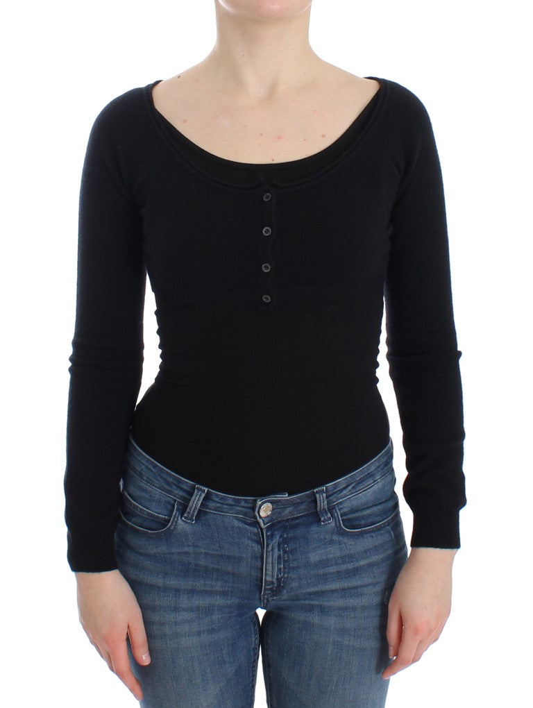 Ermanno Scervino Schicker kurzer schwarzer Woll-Kaschmir-Pullover