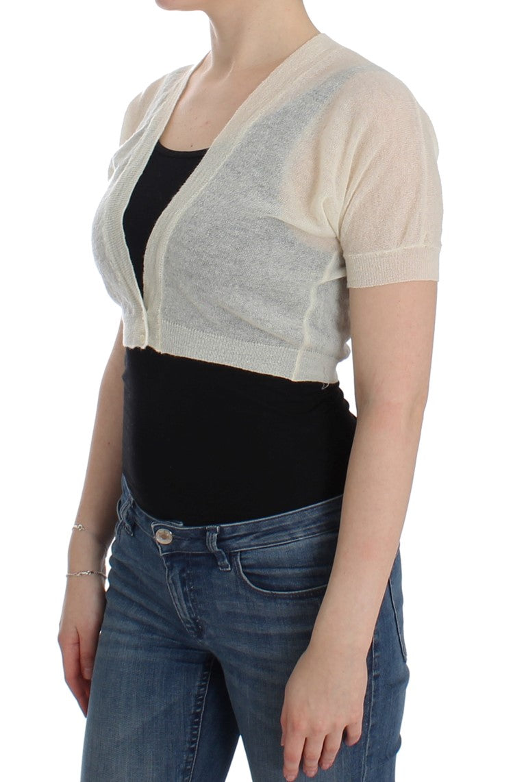 Ermanno Scervino Eleganter, cremefarbener, kurzer Pullover aus Alpaka-Wollmischung